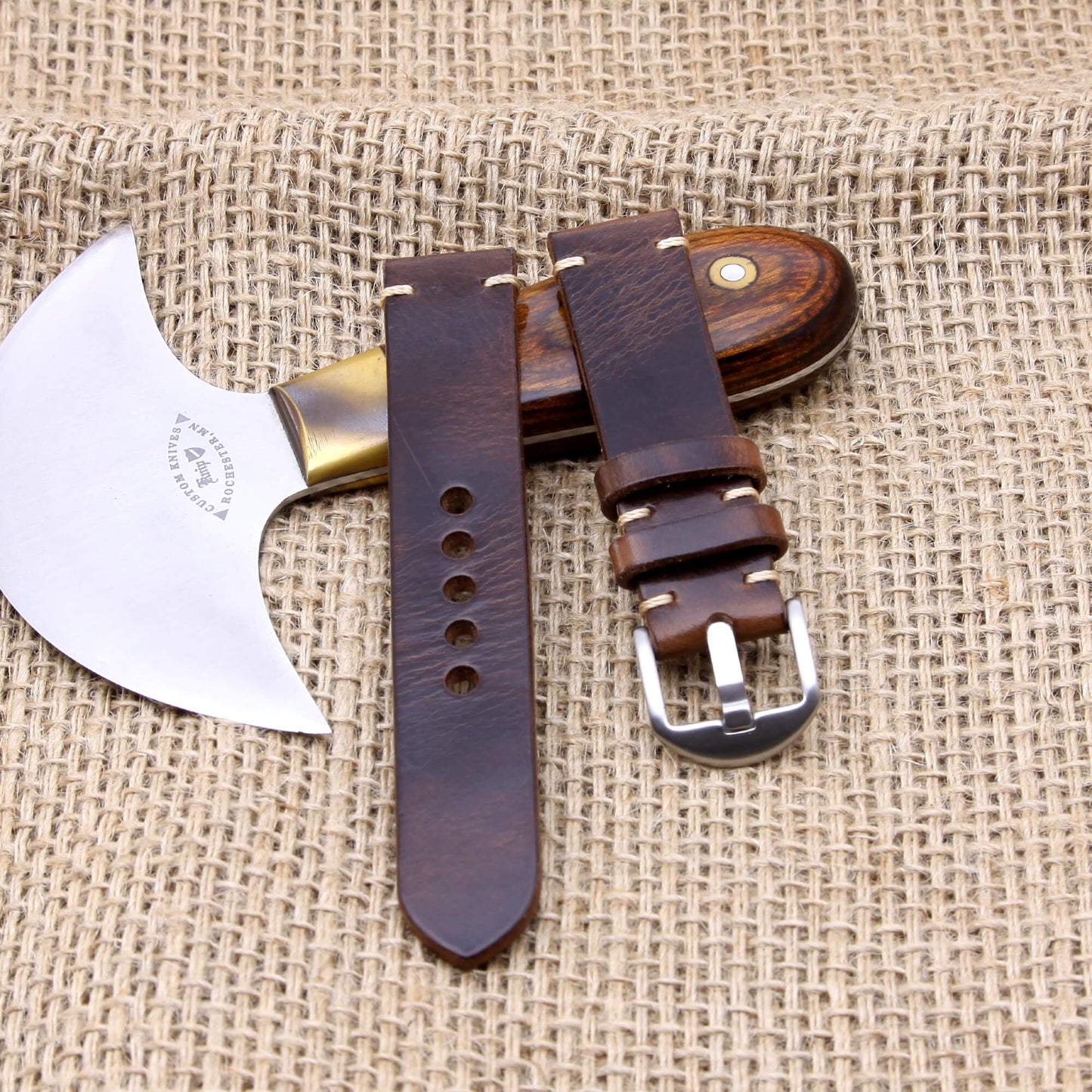 Upgrade your Apple Watch with a touch of camo: Military 103 Italian leather strap, hand-stitched for a perfect fit.