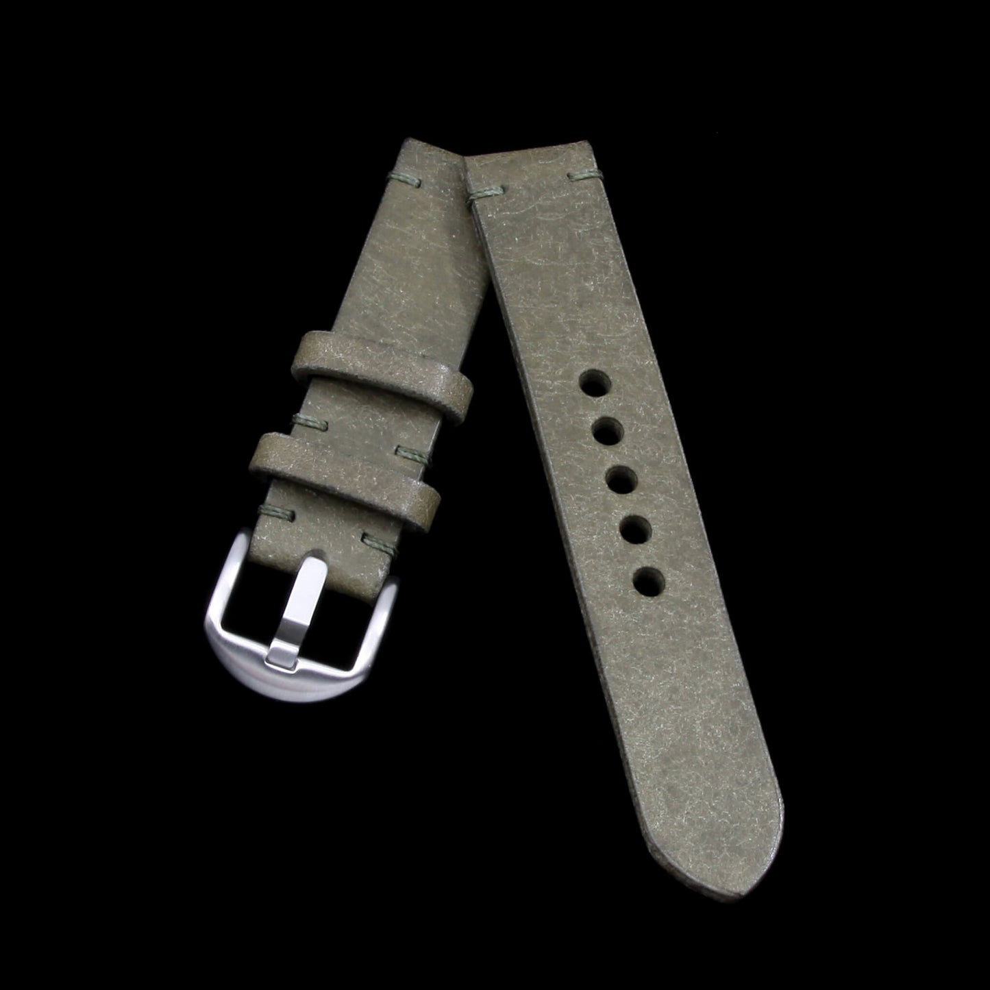 Rustic Olive Leather Apple Watch Strap crafted from Full Grain Italian Veg Tanned Leather