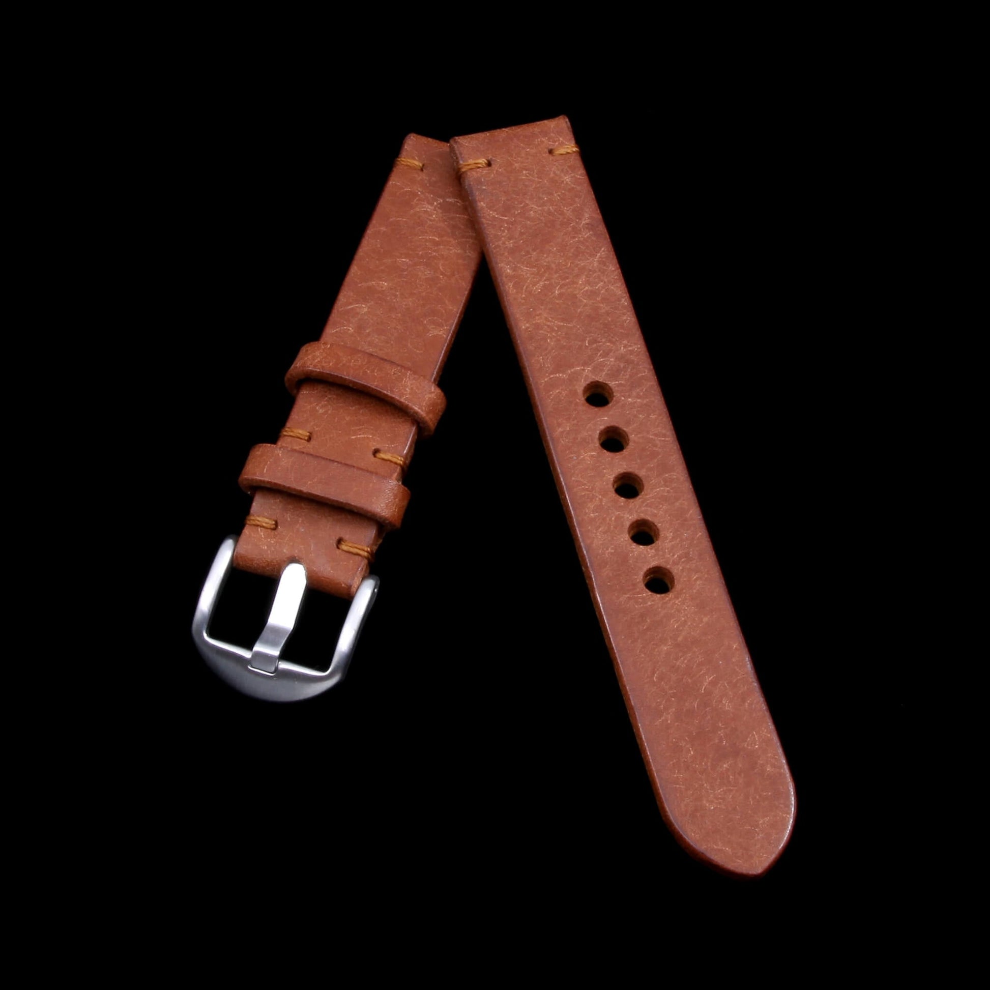 Italian Veg Tanned Leather Watch Strap in Rustic Russet for Apple Watch