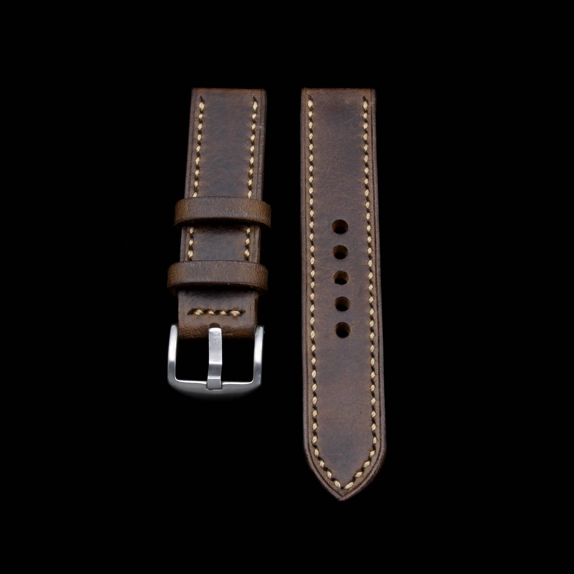 Leather Watch Strap, Douglas 110 (Dark Reddish Brown) | Full Stitch | Cozy Handmade