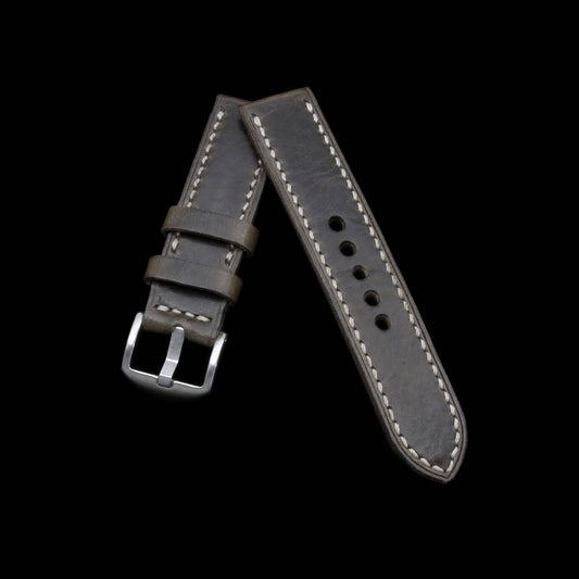Leather Watch Strap, Douglas 116 (Dark Olive Grey) | Full Stitch | Cozy Handmade