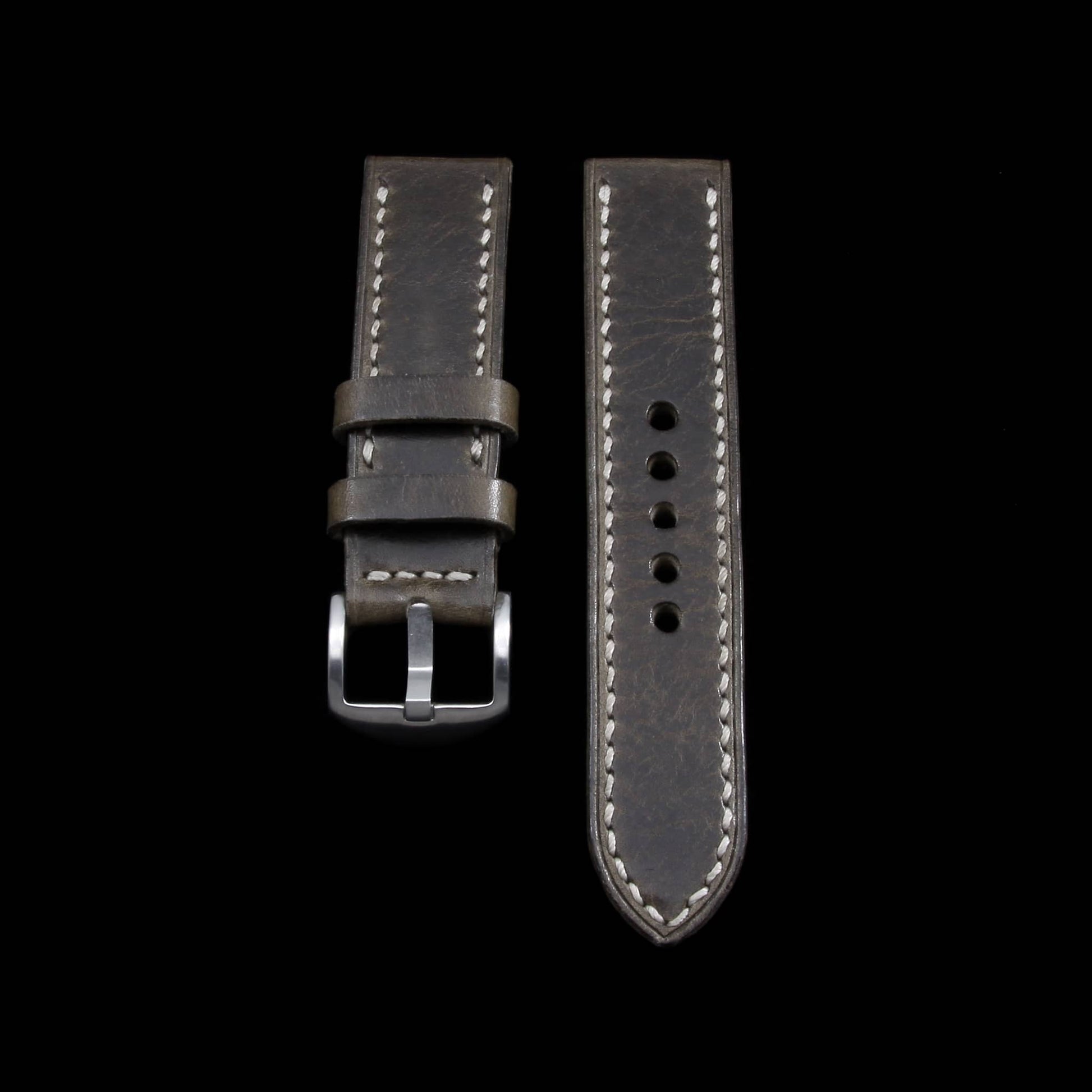 Leather Watch Strap, Douglas 116 (Dark Olive Grey) | Full Stitch | Cozy Handmade