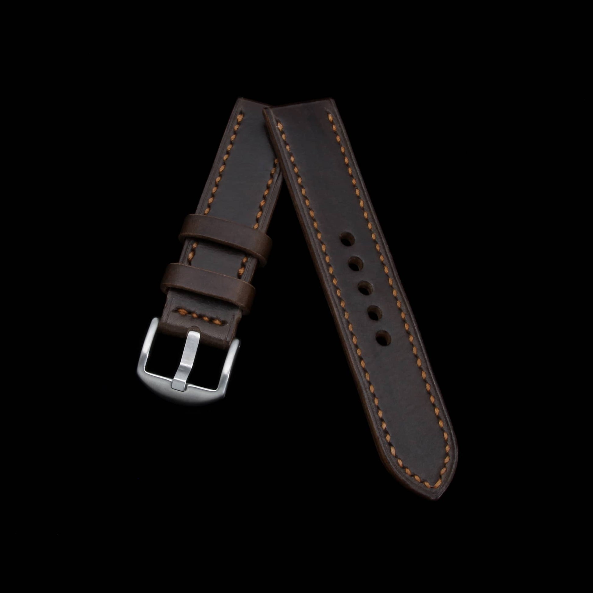 Leather Watch Strap, Sequoia 106 (Dark Brown) | Full Stitch | Cozy Handmade