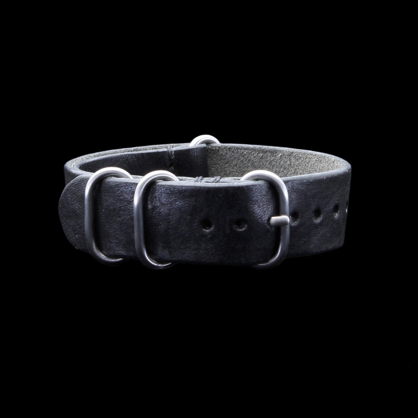 Leather Watch Strap, 4-Ring Vintage NERO (Black) | Full Grain Italian Veg Tanned | Cozy Handmade
