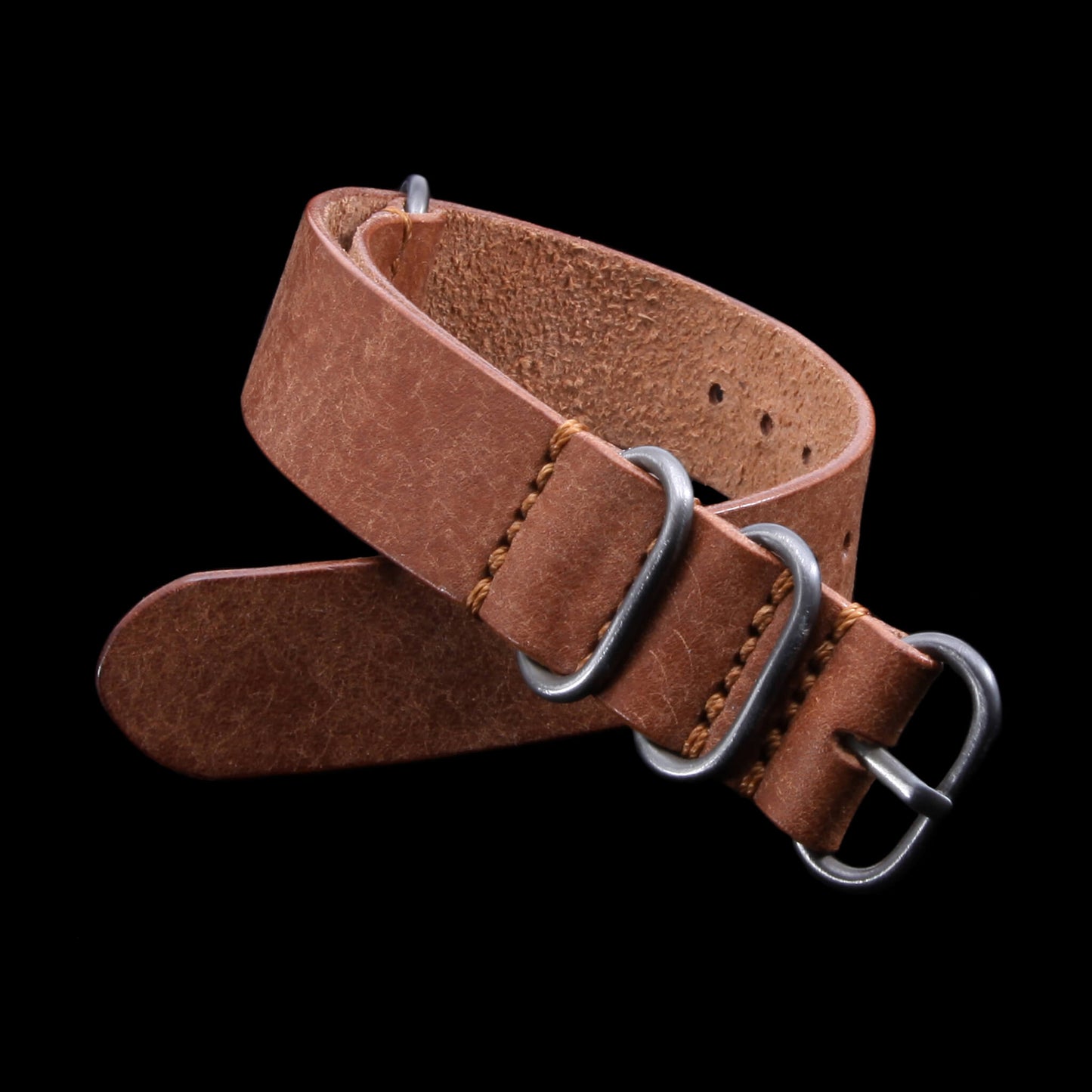 Leather Watch Strap, 4-Ring Rustic Russet | Full Grain Italian Veg Tanned Leather | Cozy Handmade