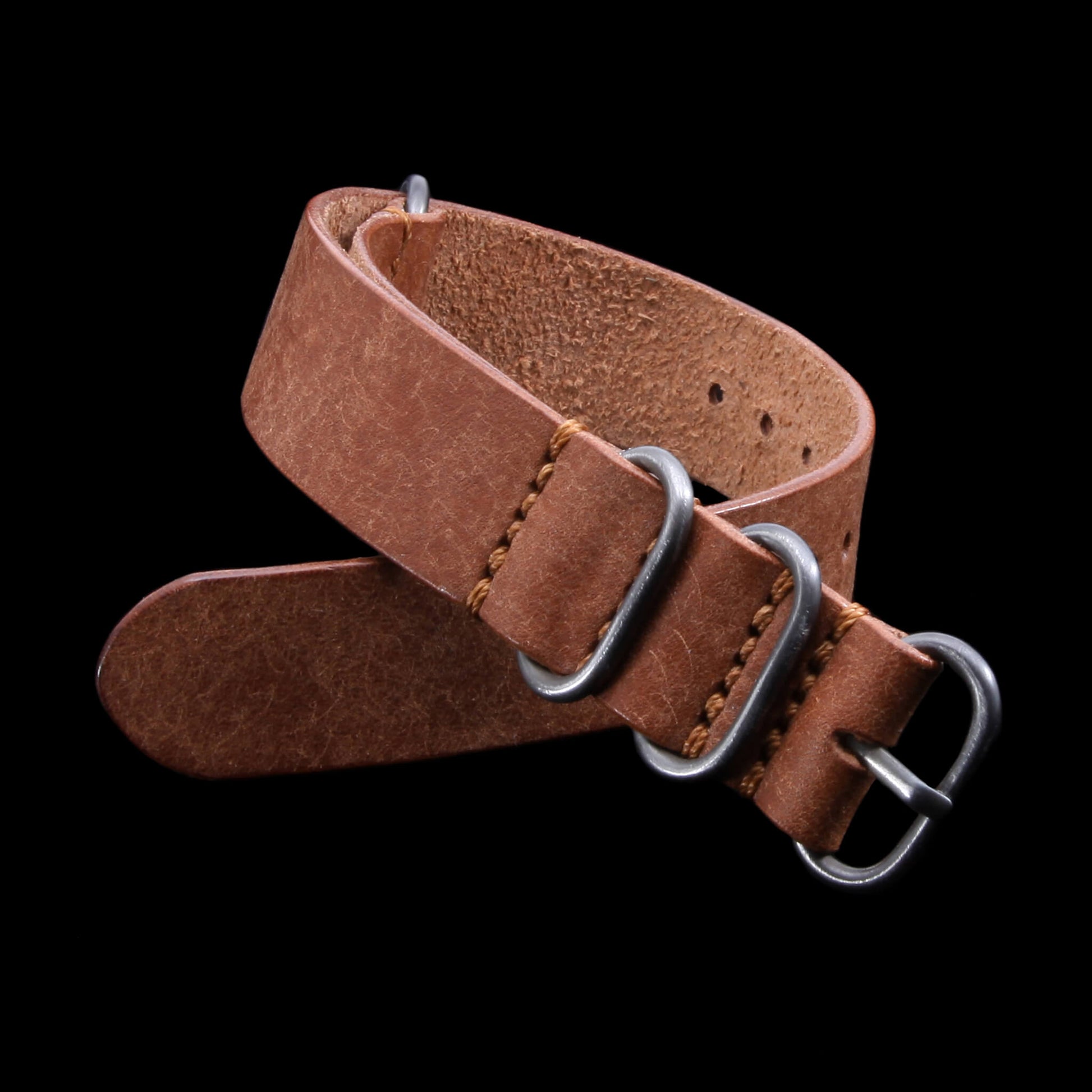 Leather Watch Strap, 4-Ring Rustic Russet | Full Grain Italian Veg Tanned Leather | Cozy Handmade