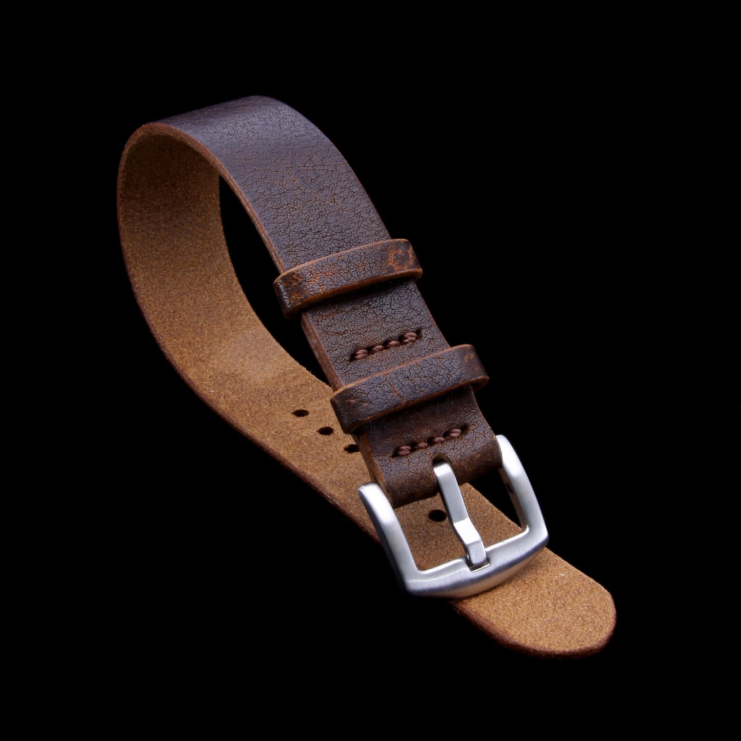 Single Pass Leather Watch Strap, 2-Keeper Gobi-Cognac | Full Grain Italian Vegetable-Tanned Leather | Cozy Handmade