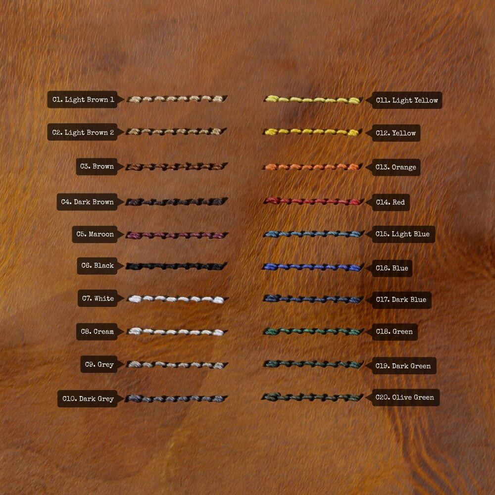 Leather Bund Pad, Style II Military 102 | Thread Color Chart | Cozy Handmade