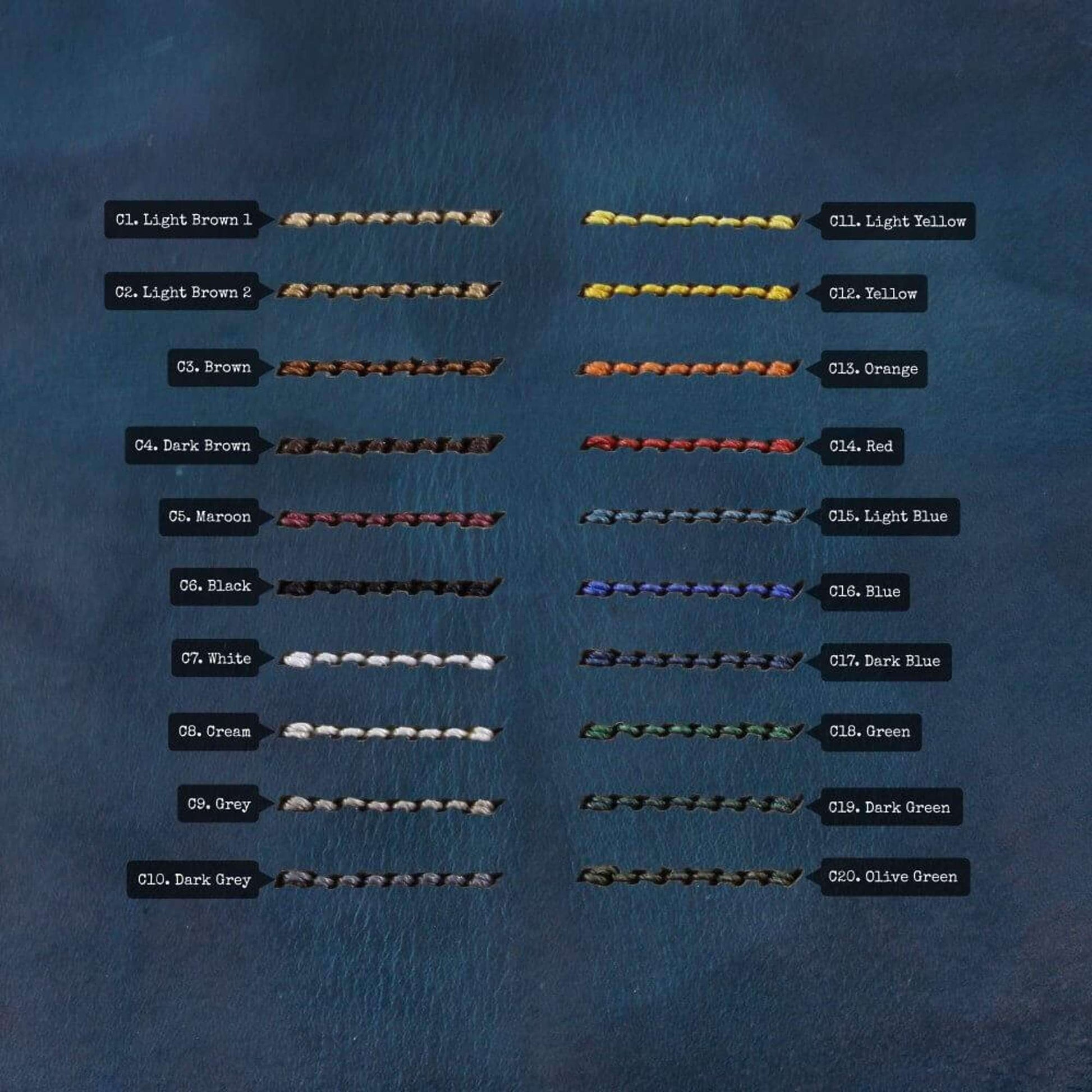 NAT2 Leather Watch Strap, 5-Ring Military 106 | Thread Color Chart | Cozy Handmade