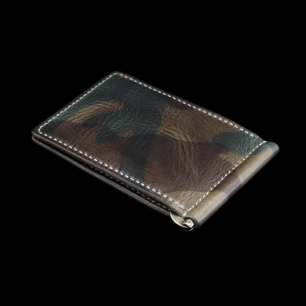 Leather Money Clip Wallet, Military 107
