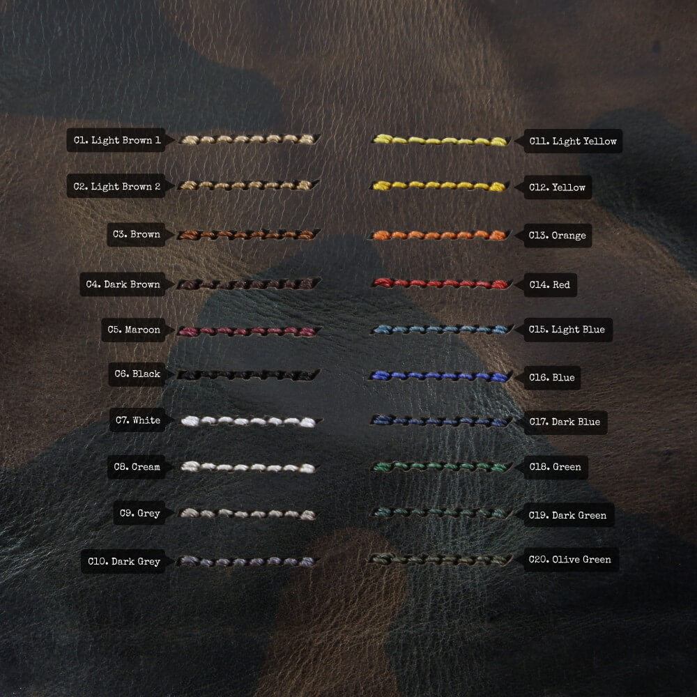 Leather Bund Pad, Style II Military 107 | Thread Color Chart | Cozy Handmade