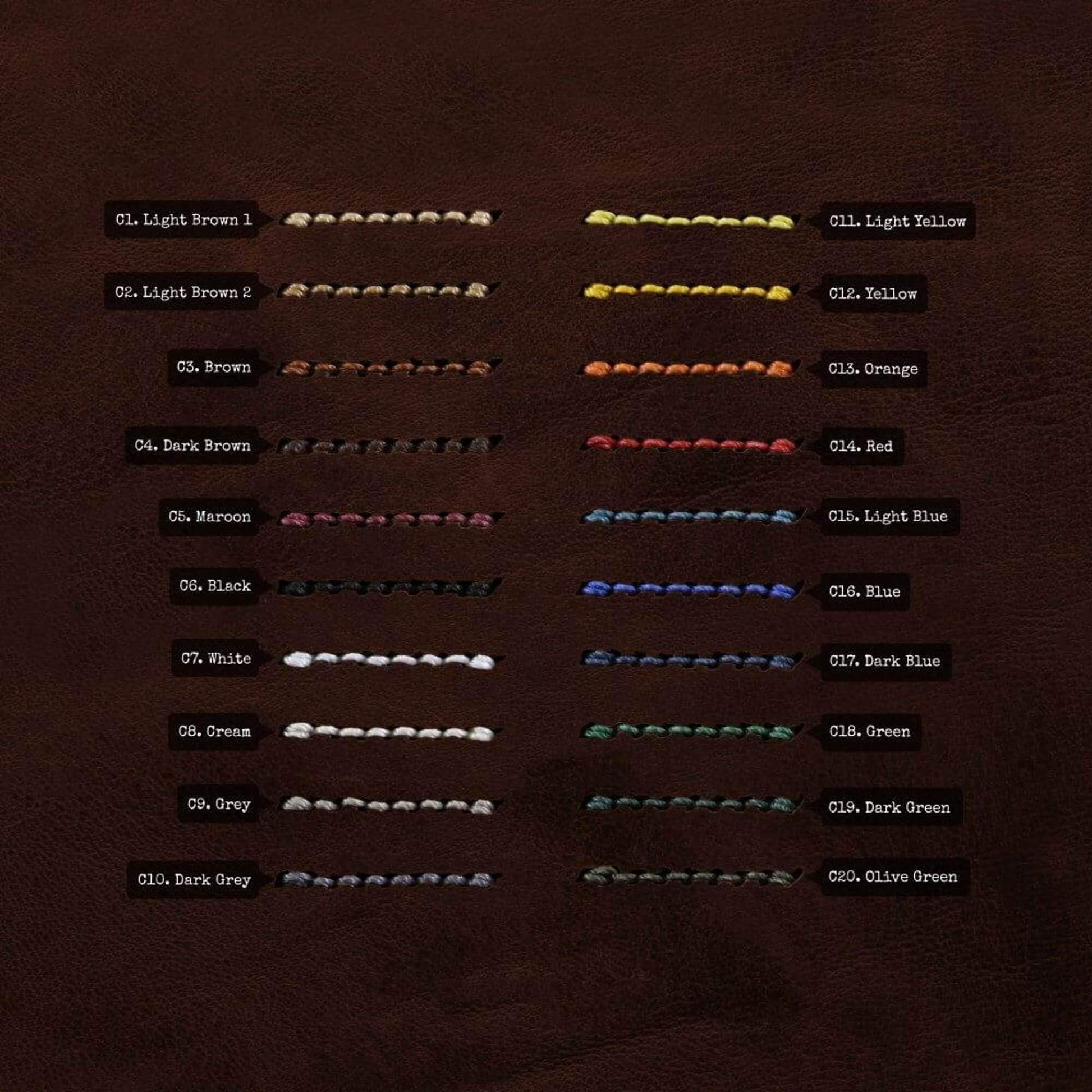 Leather Watch Strap, Vintage 405 |  Full Stitch | Thread Color Chart | Full Grain Italian Veg Tanned | Cozy Handmade
