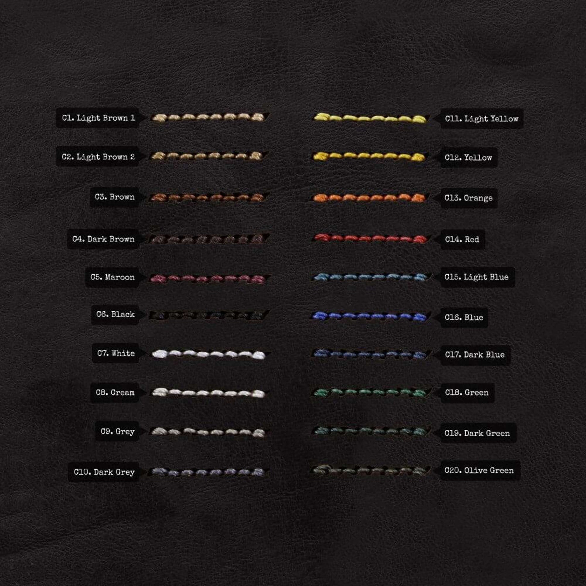 NAT2 Leather Watch Strap, 5-Ring Vintage 406 | Thread Color Chart | Cozy Handmade