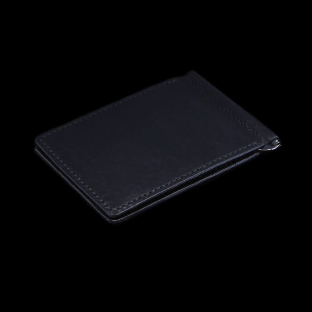 Leather Money Clip Wallet, Vintage NERO