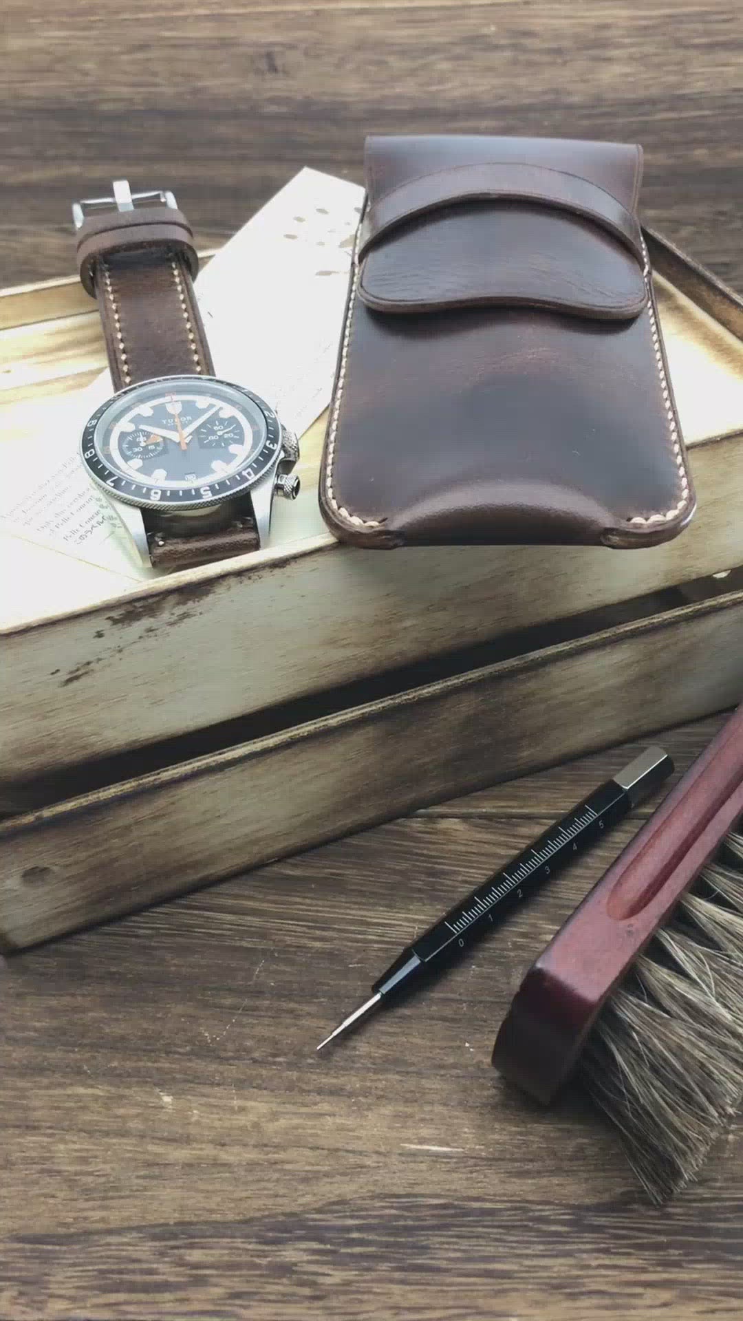 Leather Watch Pouch, Military 103 | Single Watch | Italian Veg Tanned | Cozy Handmade