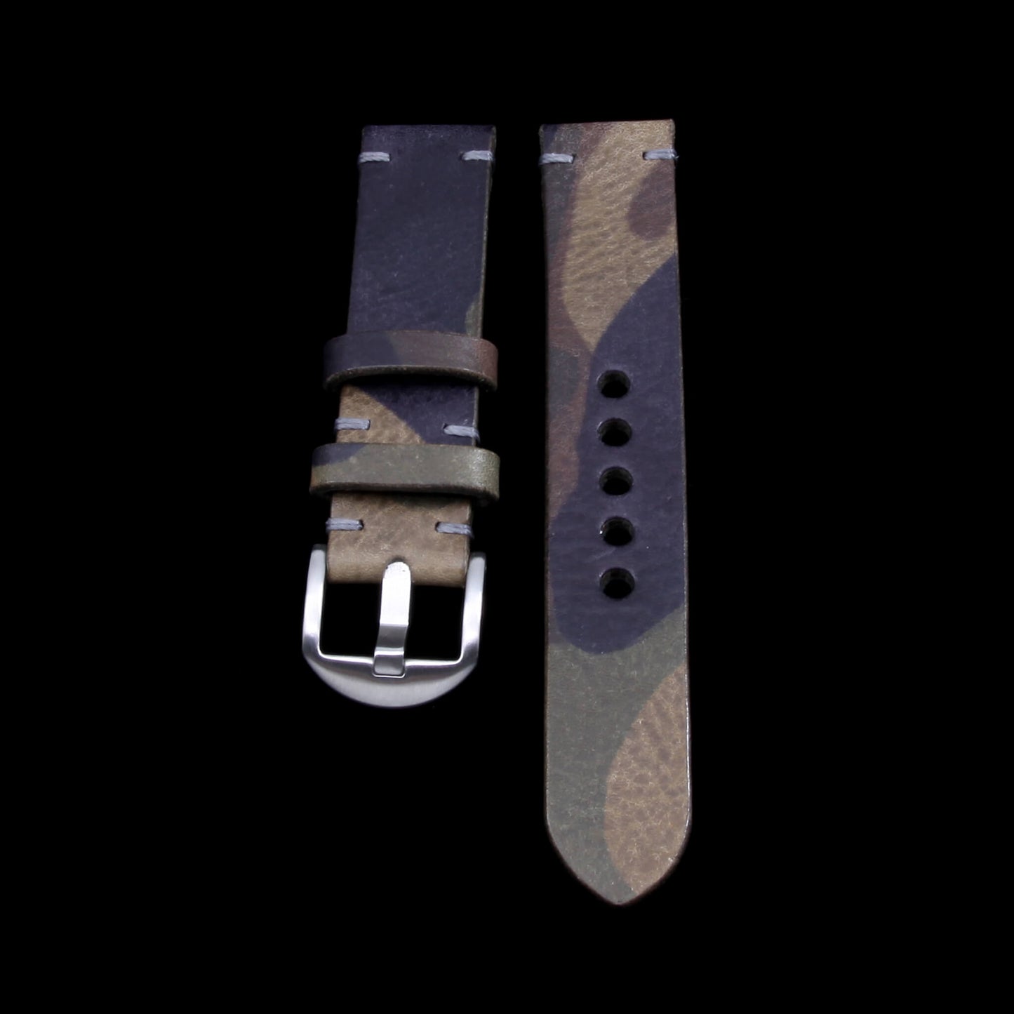 Leather Watch Strap, Camo Grigio | Full Grain Italian Veg Tanned Leather | Cozy Handmade