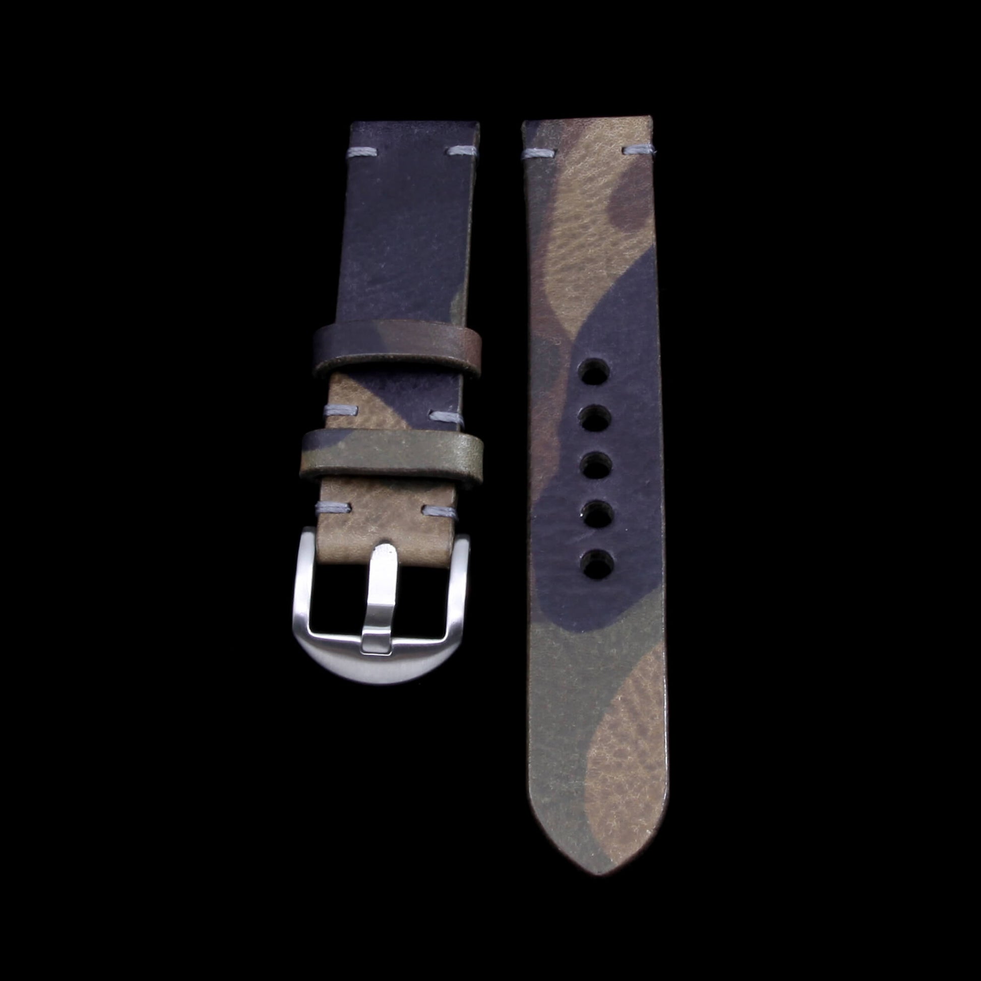 Leather Watch Strap, Camo Grigio | Full Grain Italian Veg Tanned Leather | Cozy Handmade