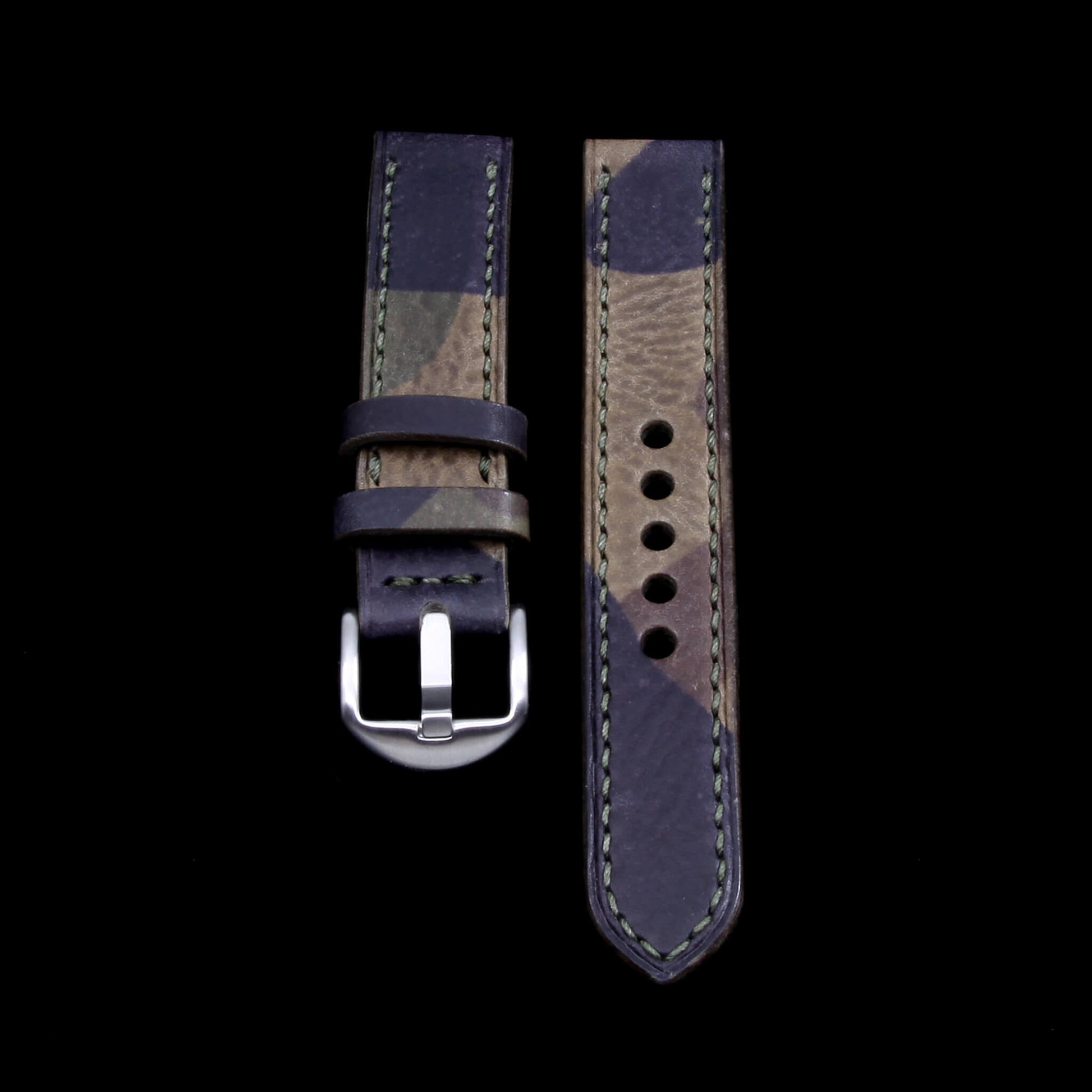 Leather Watch Strap, Camo Grigio | Full Stitch | Full Grain Italian Veg Tanned Leather | Cozy Handmade