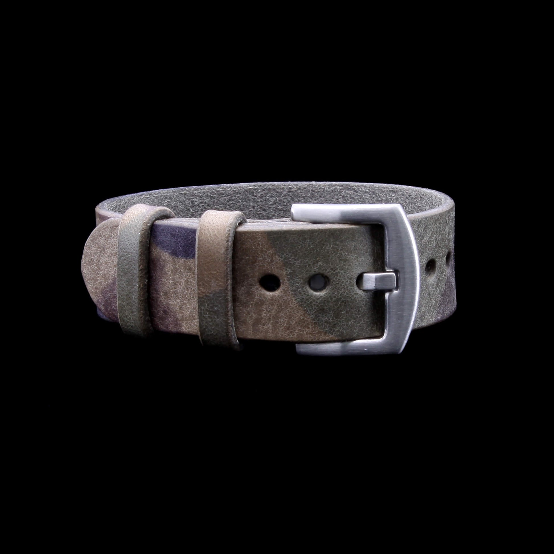 Single Pass Leather Watch Strap, 2-Keeper Camo Grigio | Full Grain Italian Vegetable-Tanned Leather | Cozy Handmade