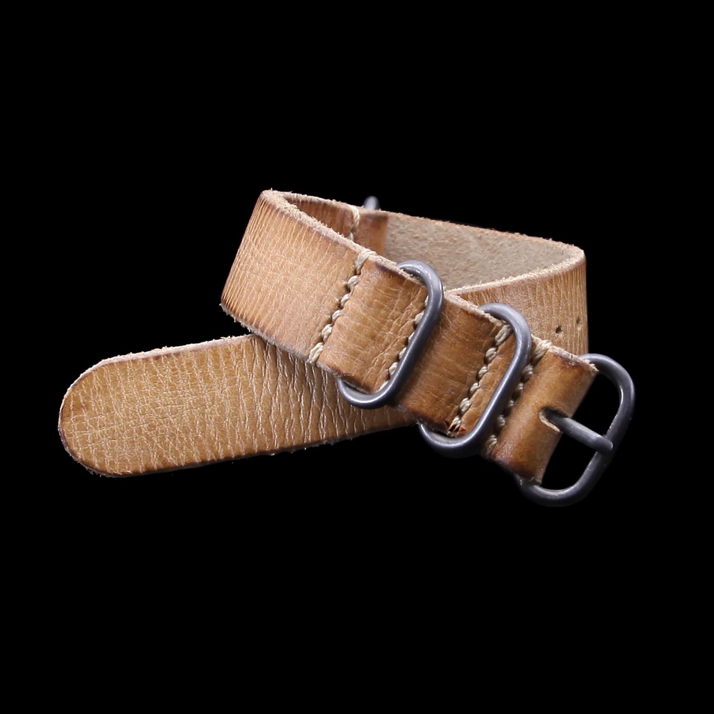 Leather Watch Strap, 4-Ring Distressed SEQ101 | Full Grain Italian Veg Tanned Leather | Cozy Handmade