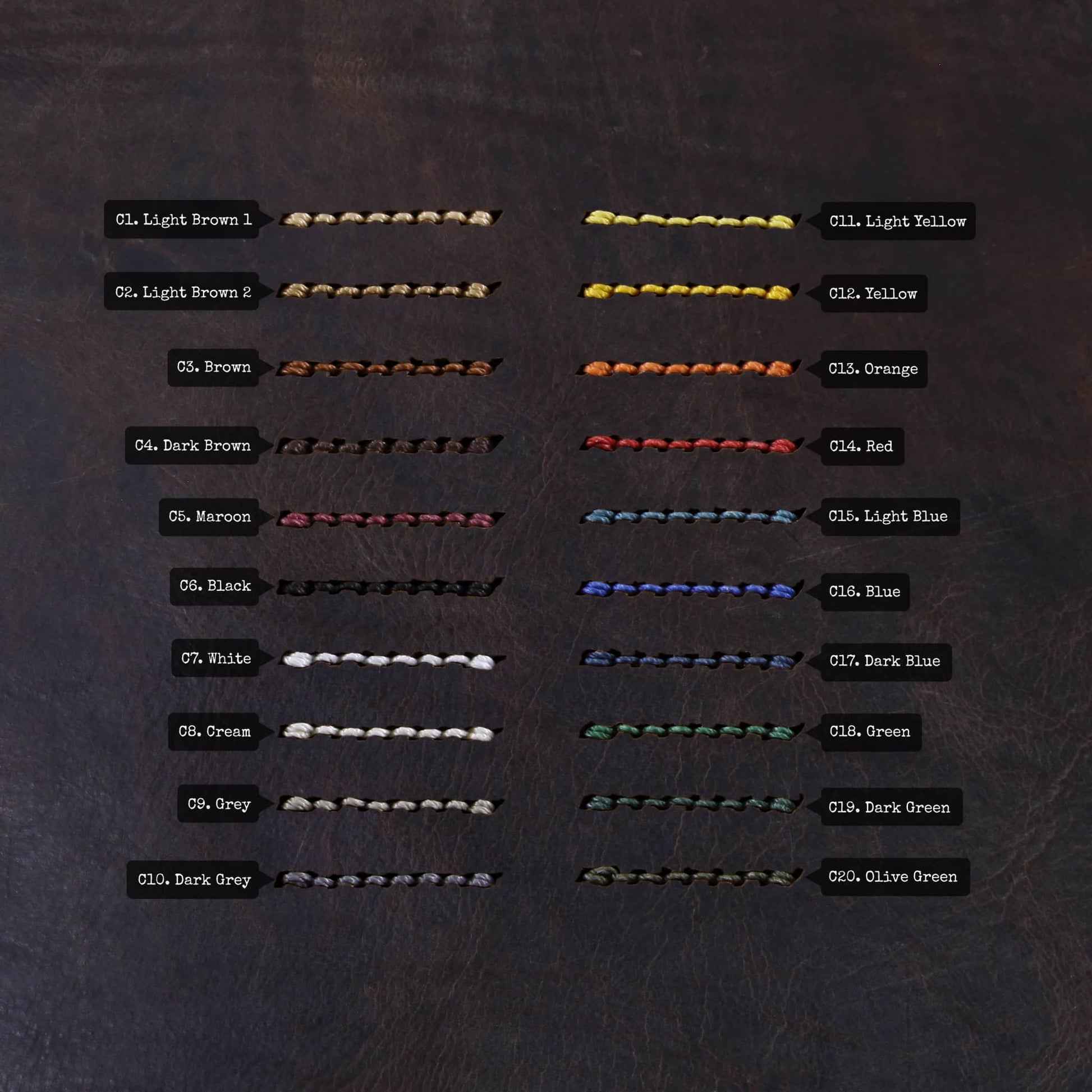Leather Watch Strap, Douglas 110 (Dark Reddish Brown) | Thread Color Chart | Cozy Handmade