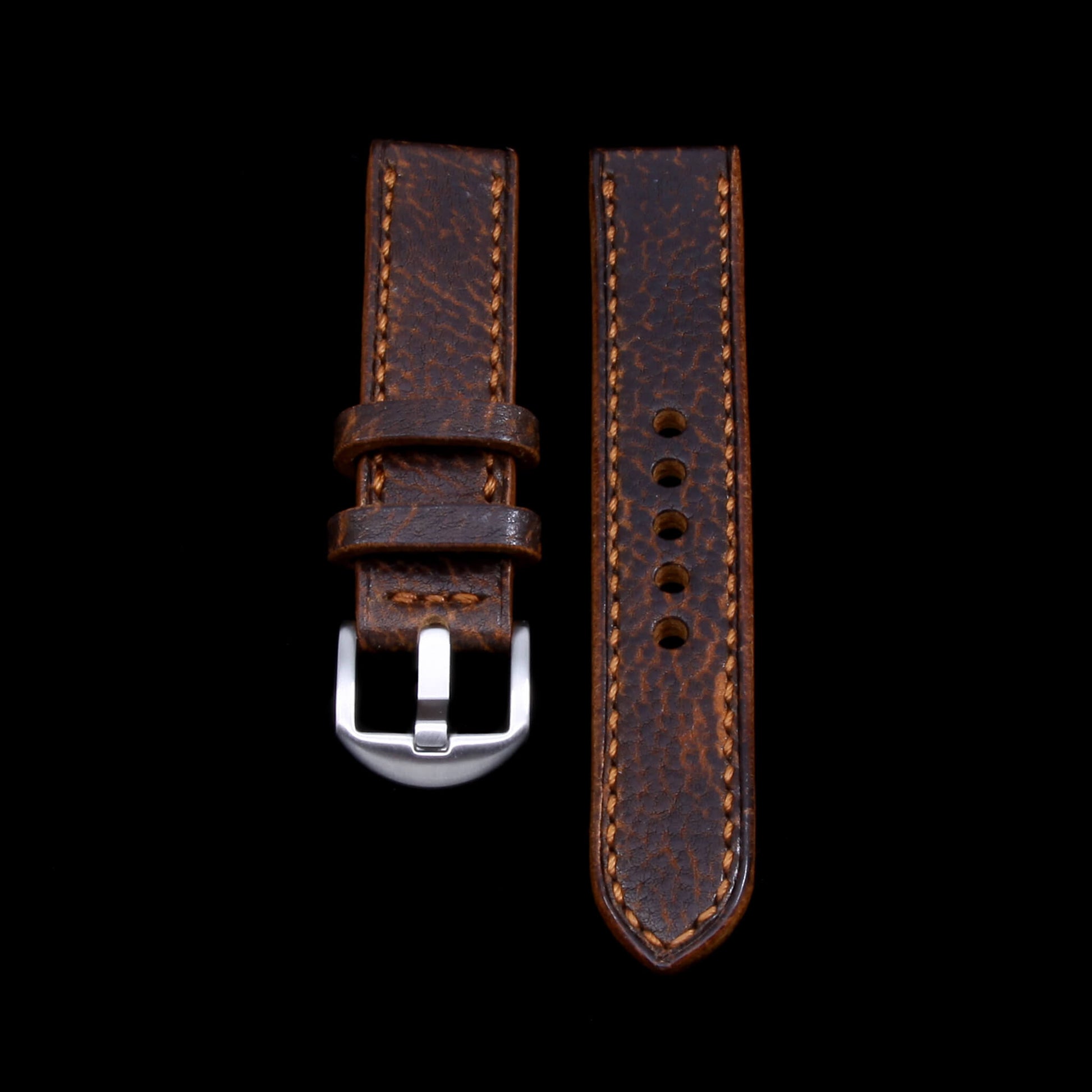 Leather Watch Strap, Gobi Cognac | Full Stitch | Full Grain Italian Veg Tanned Leather | Cozy Handmade