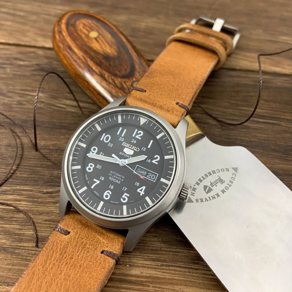 Leather Watch Strap, Vintage 401 | Minimalist Strap | Seiko Watch | Cozy Handmade