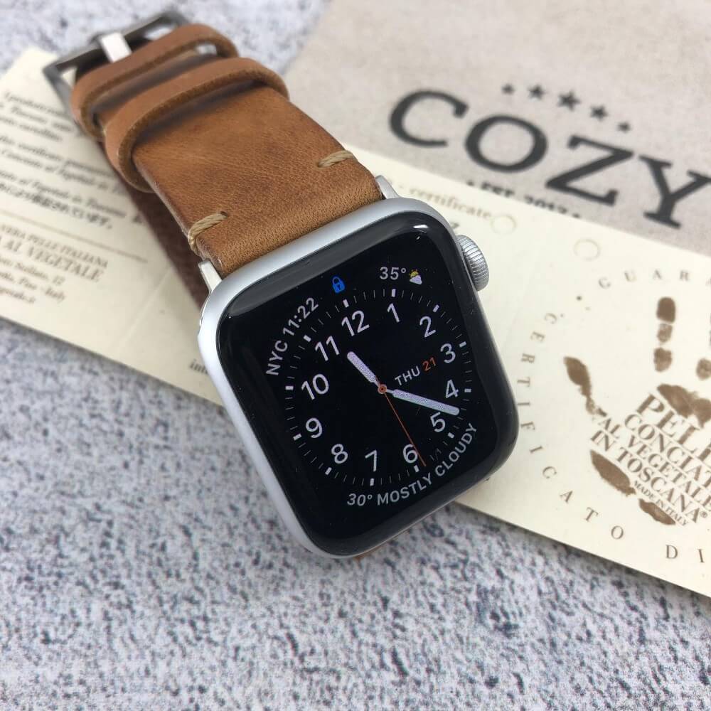 Leather Watch Strap, Vintage 402 | Italian Veg Tanned | For Apple Watch | Cozy Handmade