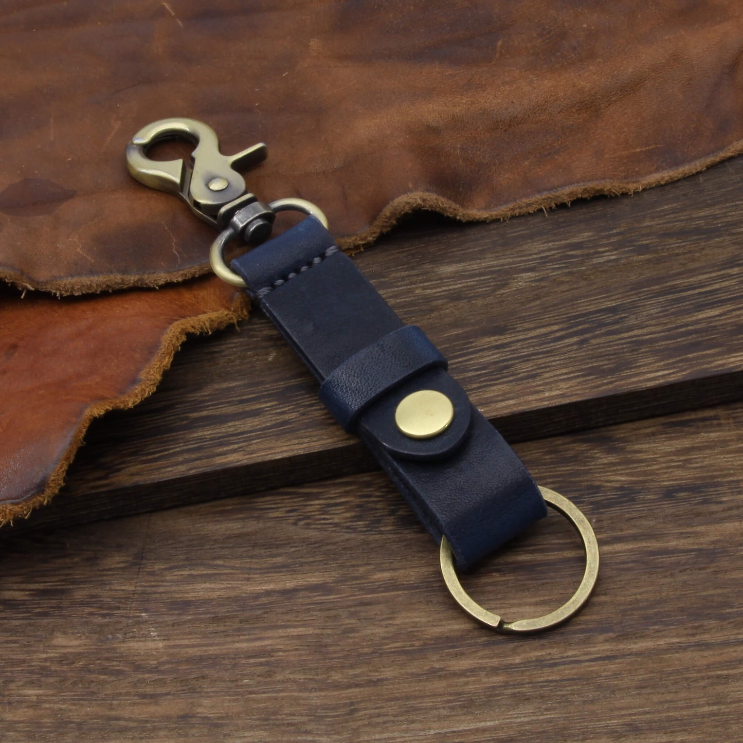 Leather Key Fob, Vintage 407 | Italian Veg Tanned Leather | Cozy Handmade