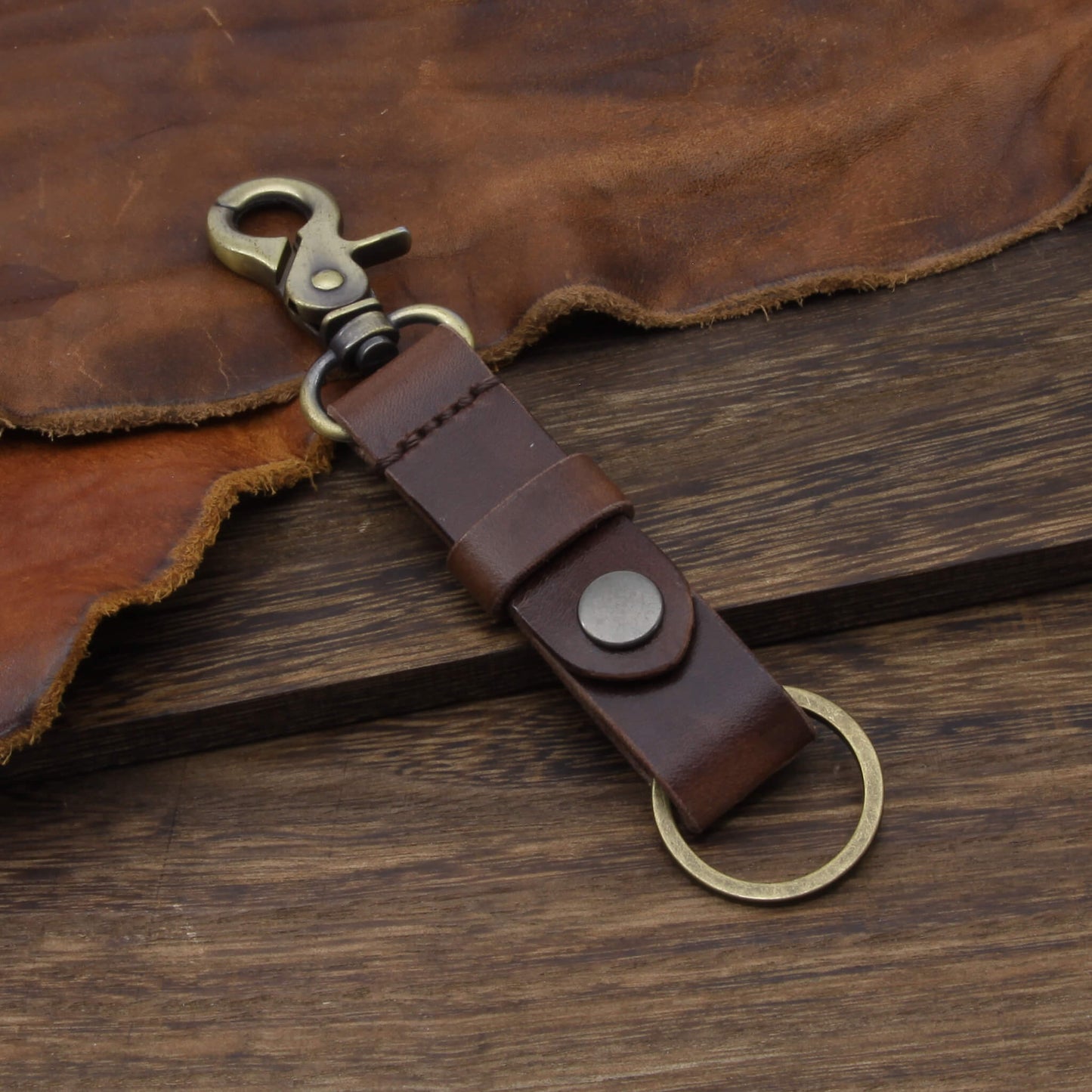 Leather Key Fob, Military 103 | Italian Veg Tanned Leather | Cozy Handmade