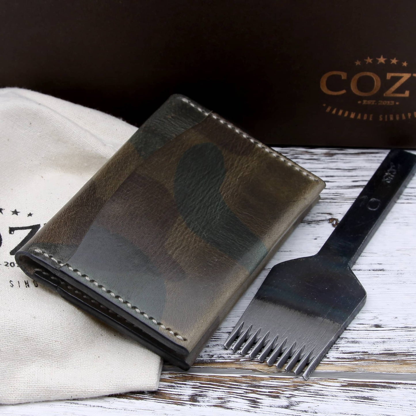 Leather Card Wallet, Military 107 | Minimalist | Cozy Handmade