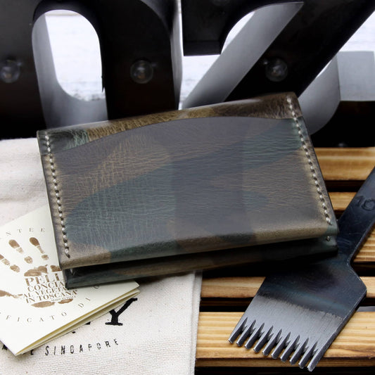 Leather Card Wallet, Military 107 | Minimalist | Cozy Handmade