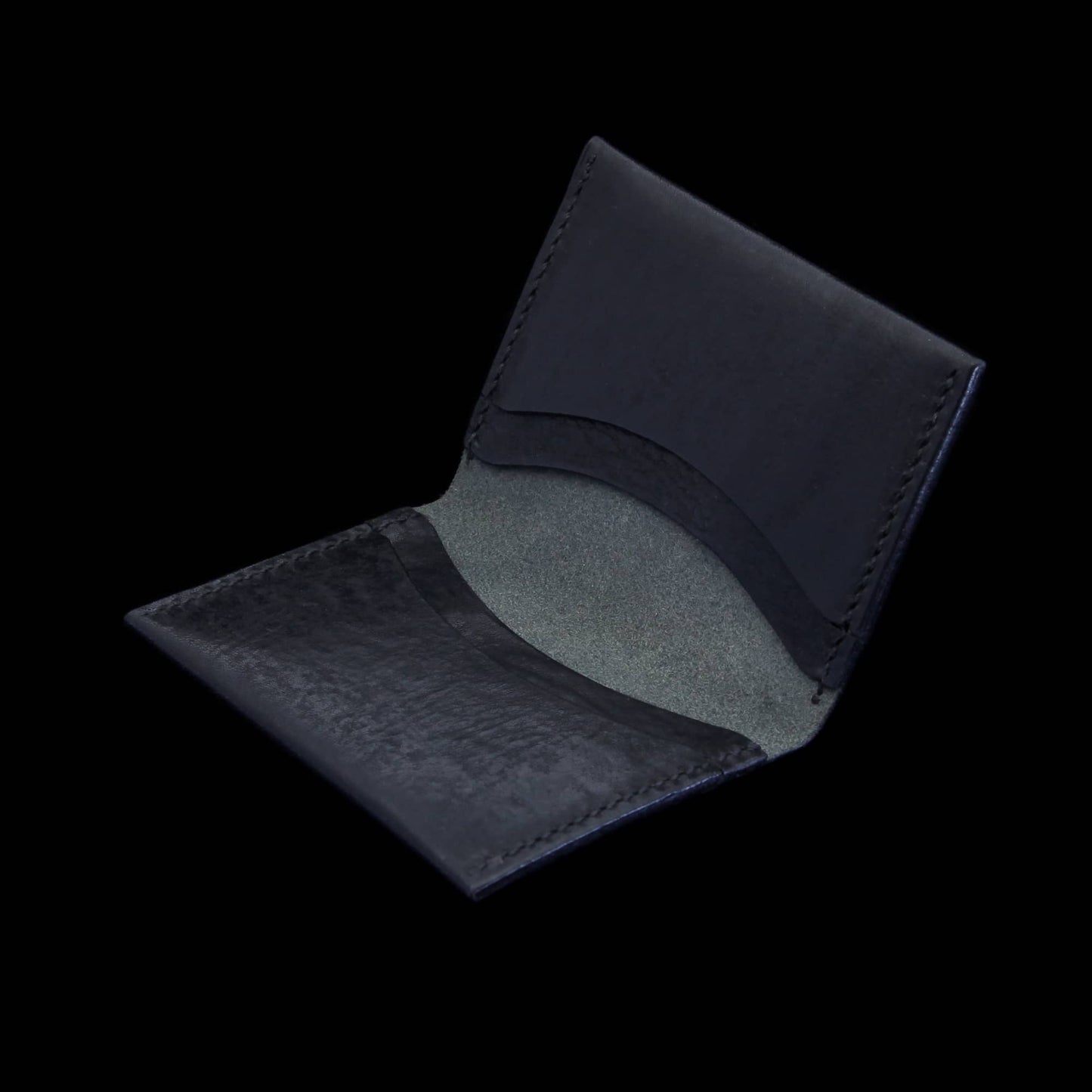Leather Card Wallet, Vintage Nero (Black)