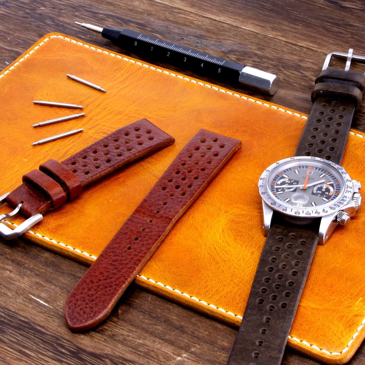 Leather Watch Valet, Military 104 | Italian Veg Tanned Leather | Cozy Handmade