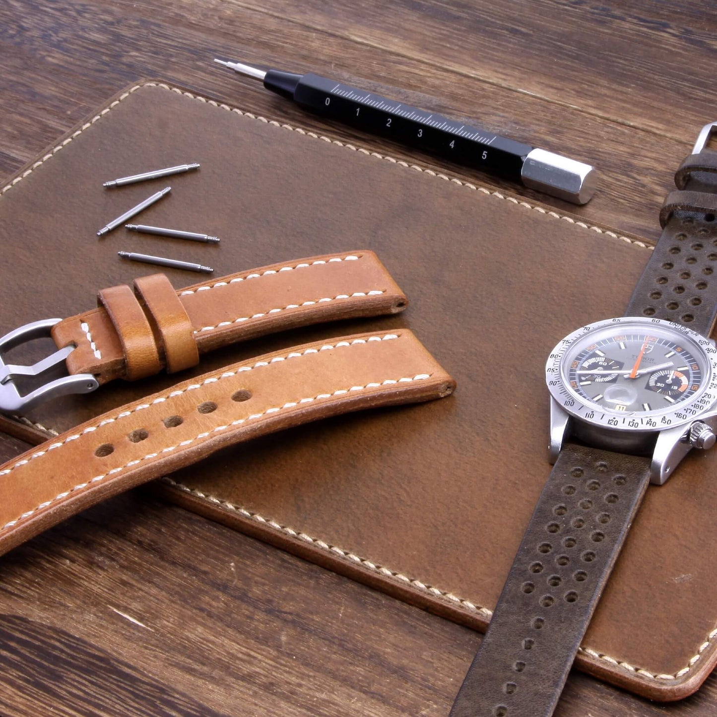 Leather Watch Valet, Sequoia 104 | Italian Veg Tanned Leather | Cozy Handmade