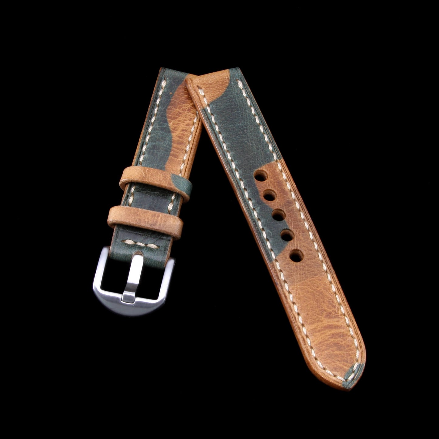 Leather Watch Strap, Military 101  | Full Stitch | Full Grain Italian Vegetable Tanned Leather | Cozy Handmade
