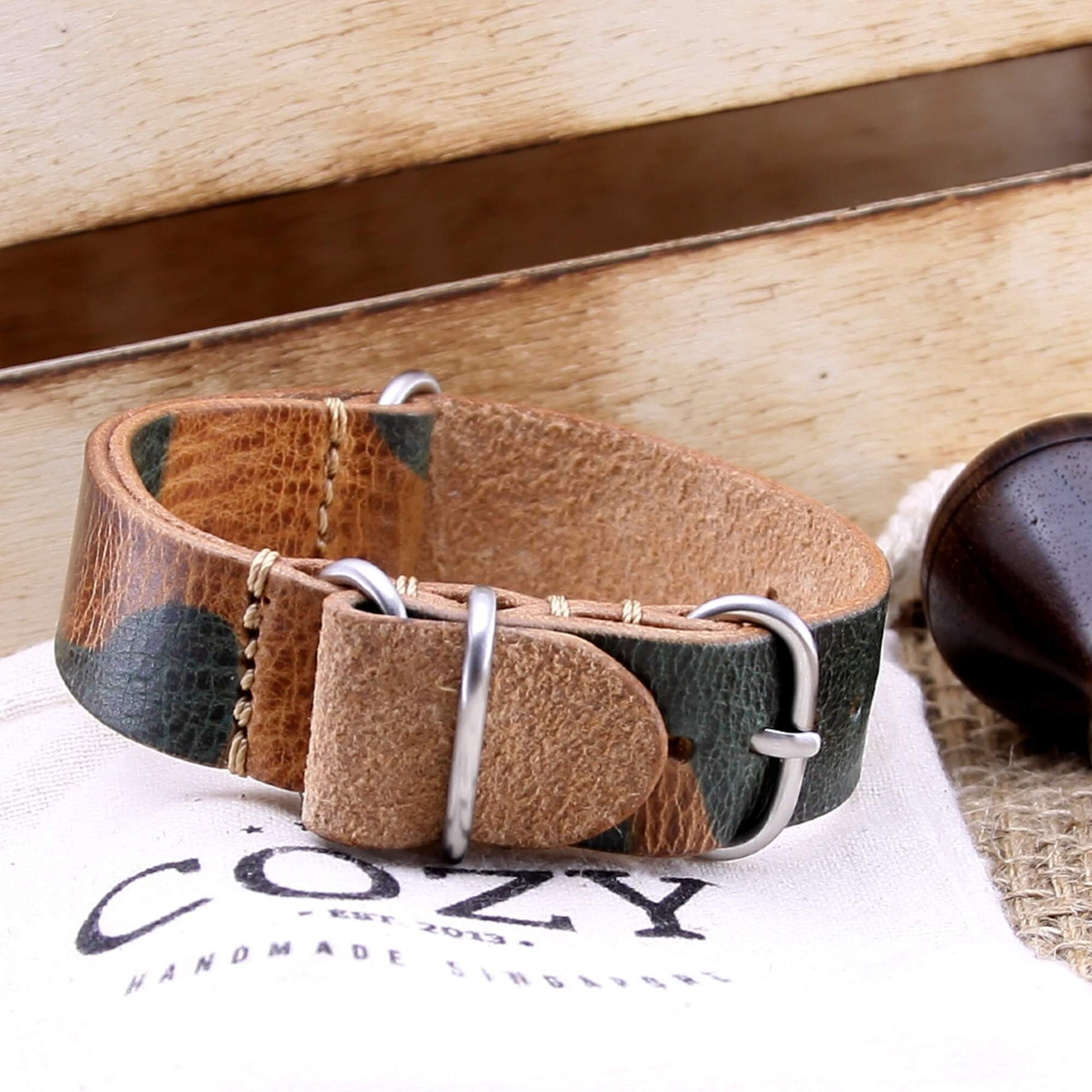 Leather Watch Strap, 4-Ring Military 101 | Full Grain Italian Veg Tanned | Cozy Handmade