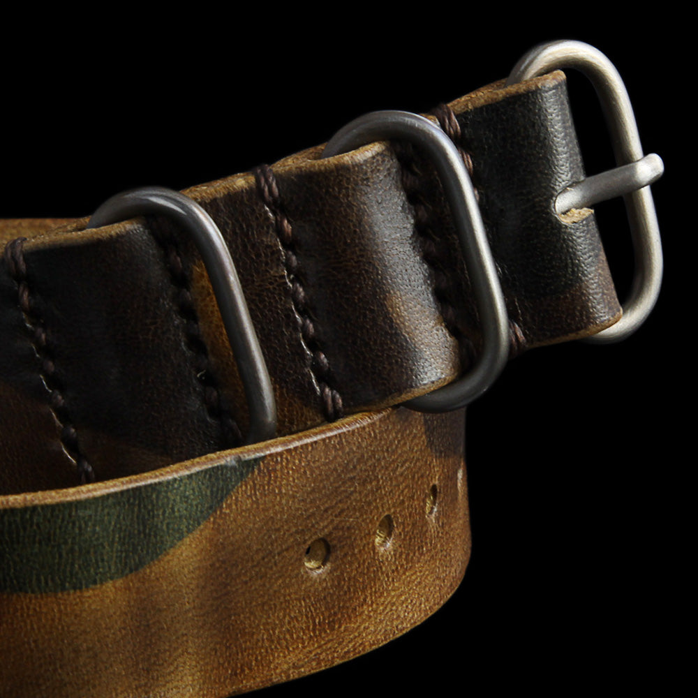 Single Pass Leather Watch Strap, 3-Ring Military 101 | Italian Veg Tanned | Cozy Handmade