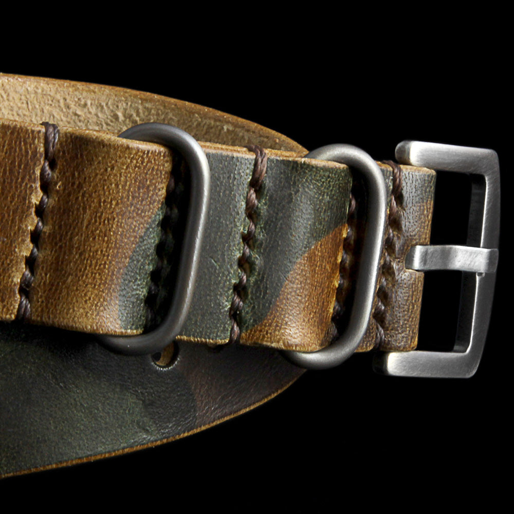 Single Pass Leather Watch Strap, 3-Ring Military 101 Style II | Italian Veg Tanned | Cozy Handmade
