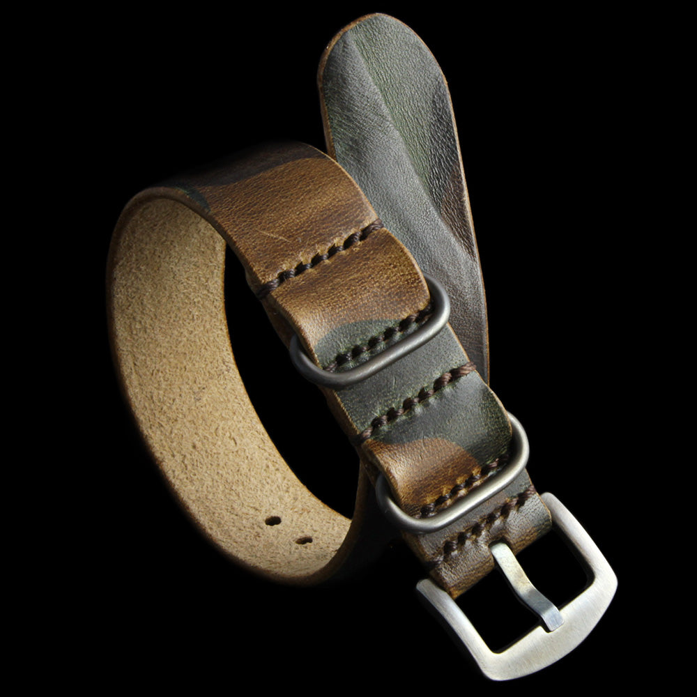Single Pass Leather Watch Strap, 3-Ring Military 101 Style II | Italian Veg Tanned | Cozy Handmade