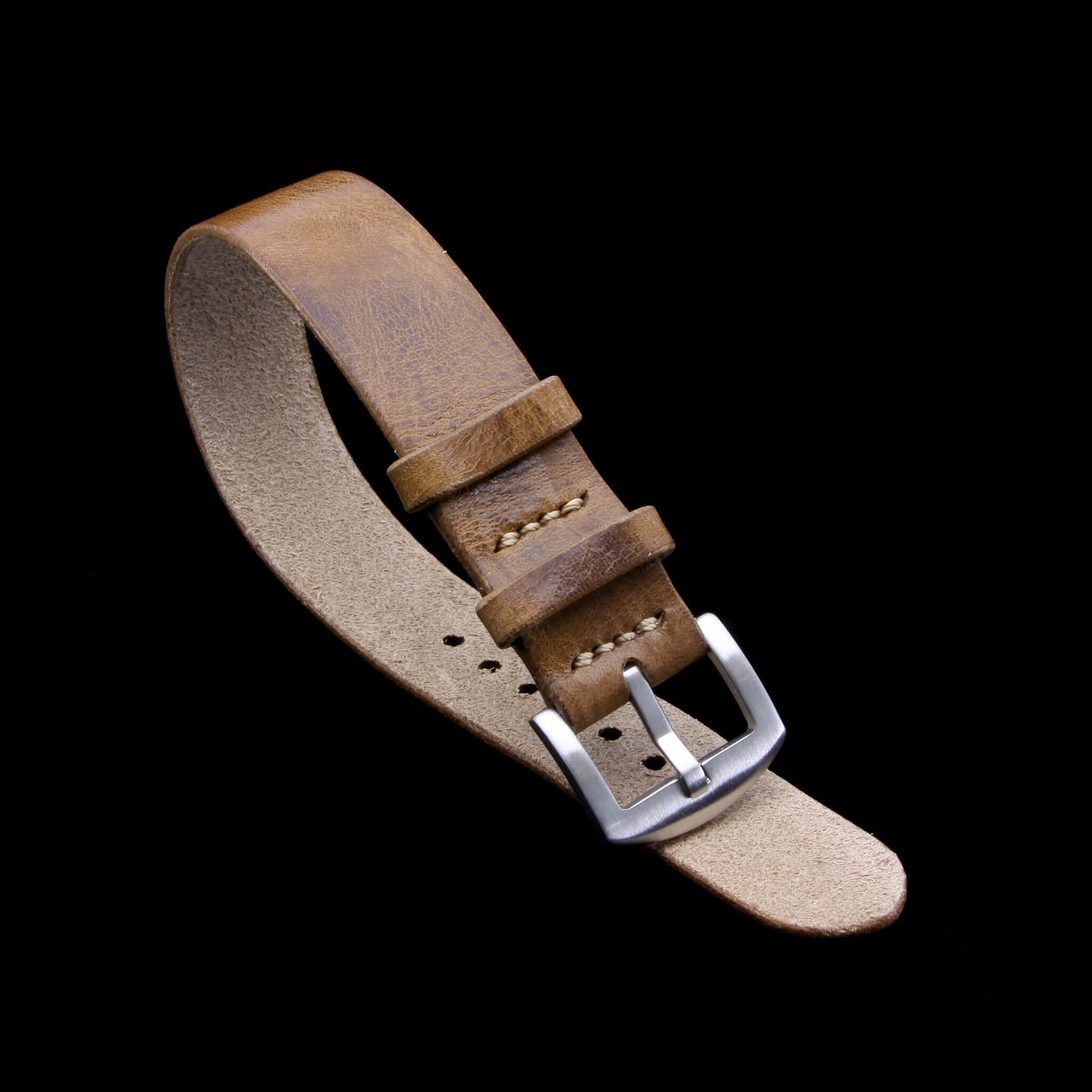 Single Pass Leather Watch Strap, 2-Keeper Military 102 | Full Grain Italian Vegetable-Tanned Leather | Cozy Handmade