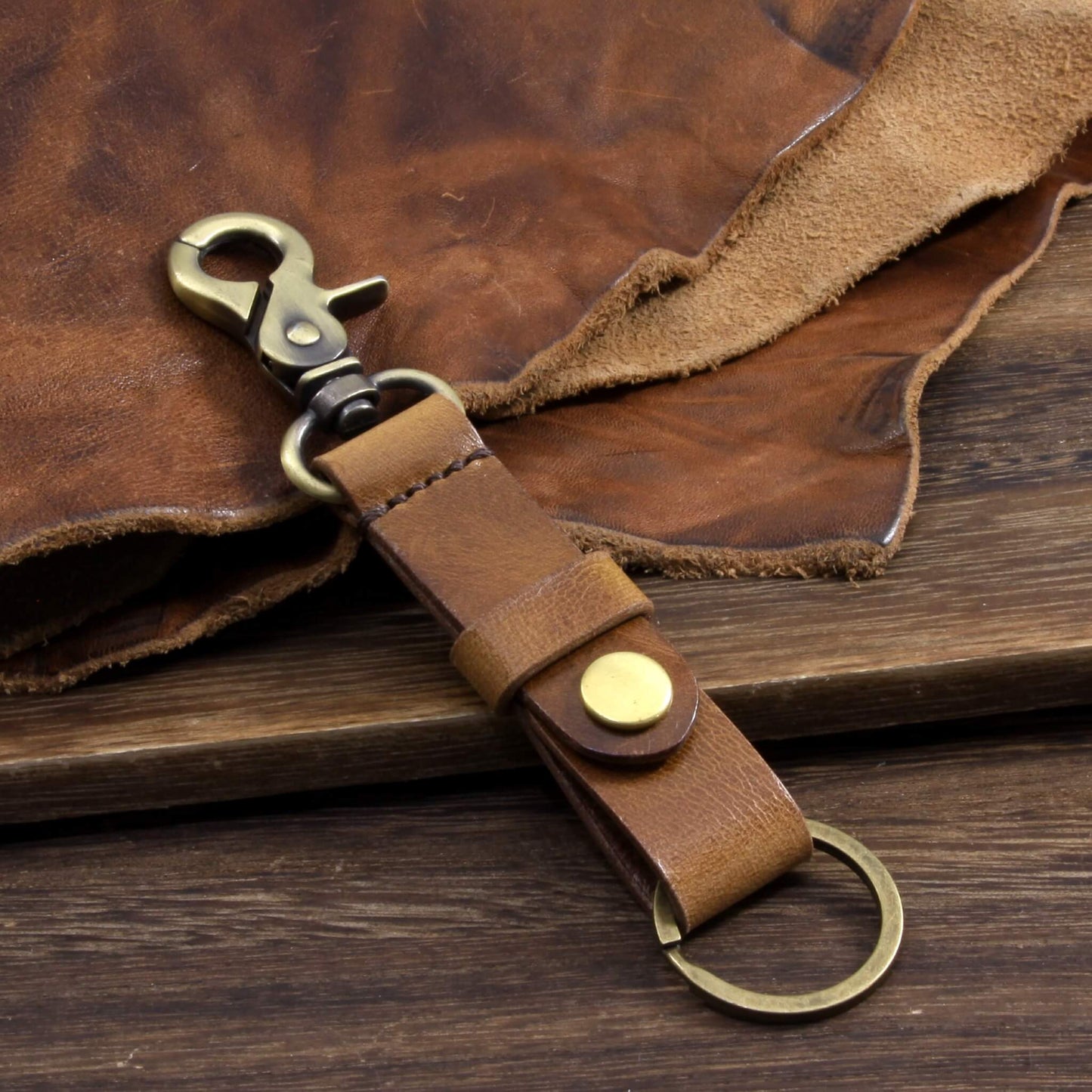 Leather Key Fob, Military 102 | Italian Veg Tanned Leather | Cozy Handmade