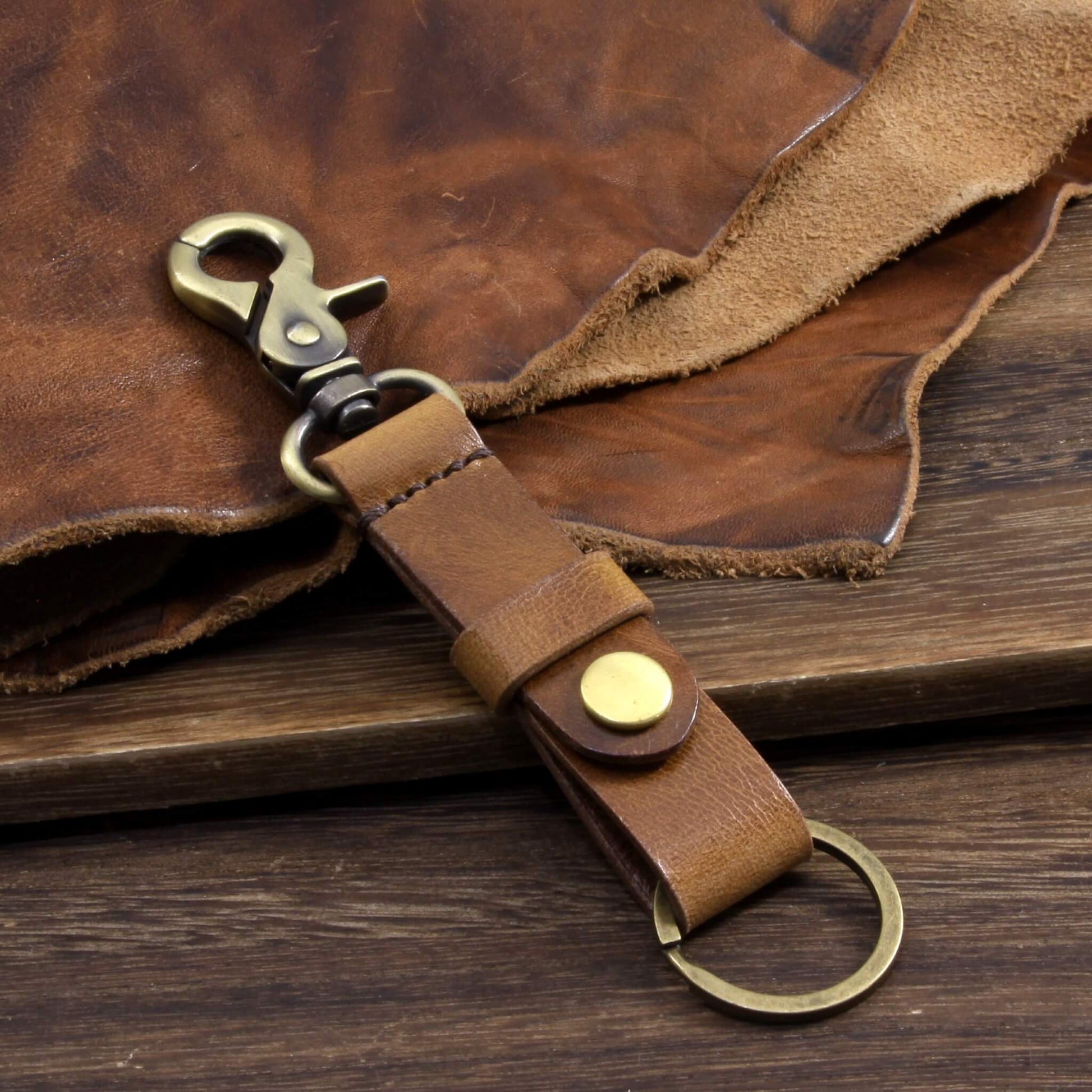 Leather Key Fob, Military 102 | Italian Veg Tanned Leather | Cozy Handmade