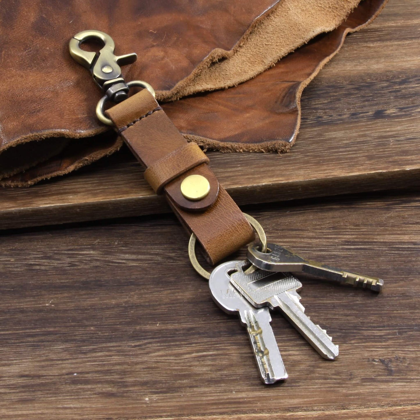 Leather Key Fob, Military 102 | Italian Veg Tanned Leather | Cozy Handmade