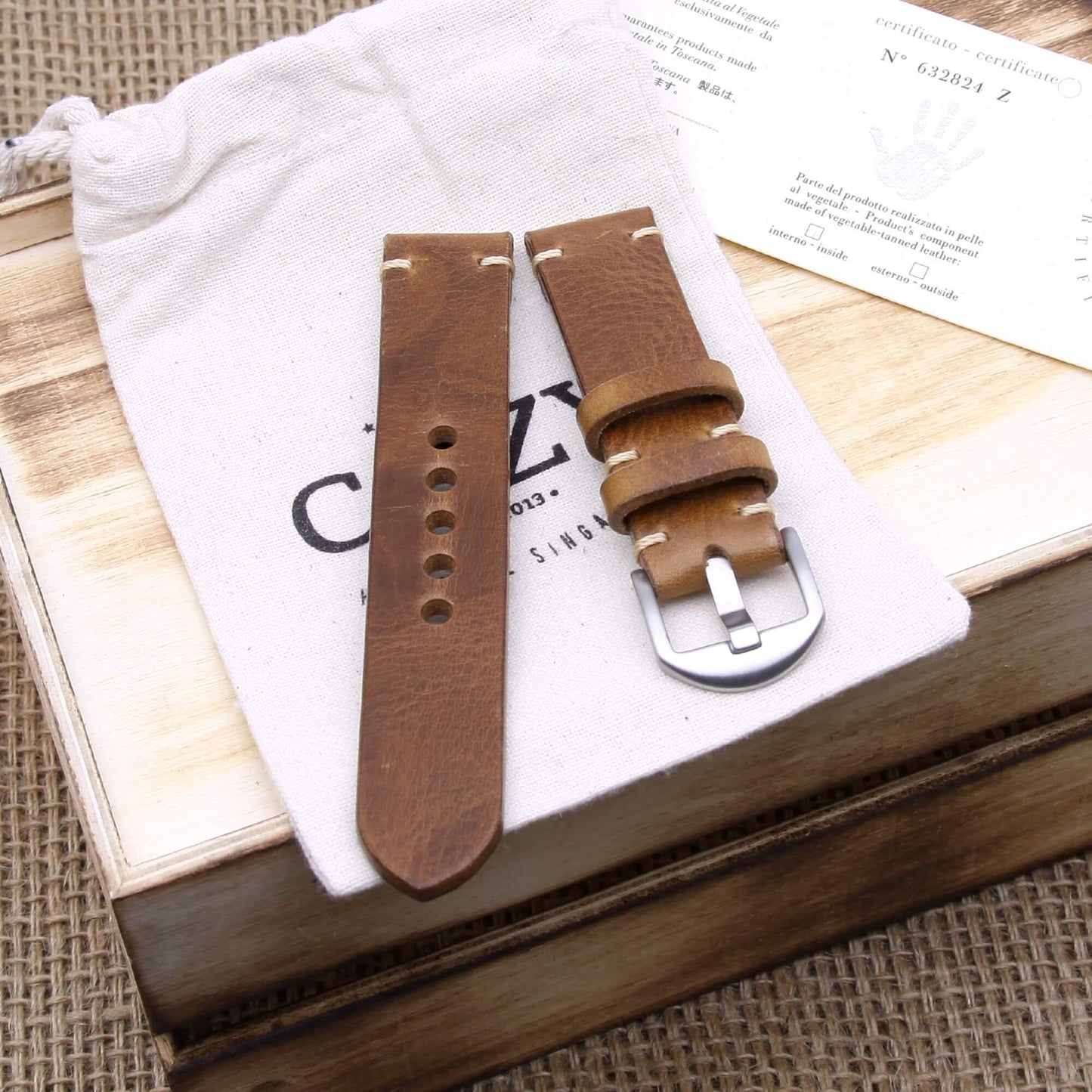 Leather Watch Strap, Military 102 | Italian Veg Tanned | Cozy Handmade