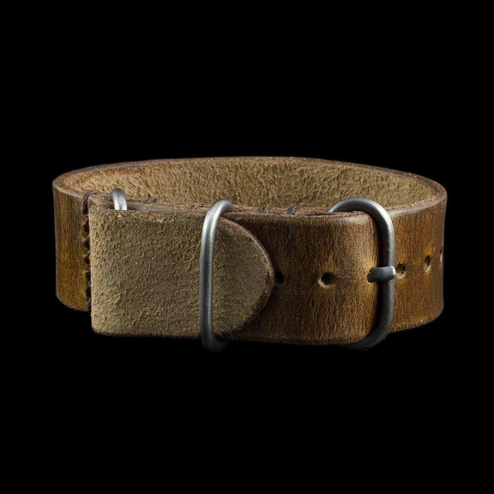 Single Pass Leather Watch Strap, 3-Ring Military 102 | Italian Veg Tanned | Cozy Handmade