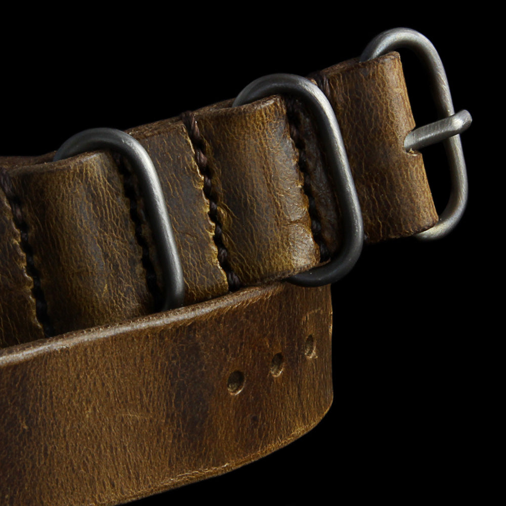 Single Pass Leather Watch Strap, 3-Ring Military 102 | Italian Veg Tanned | Cozy Handmade