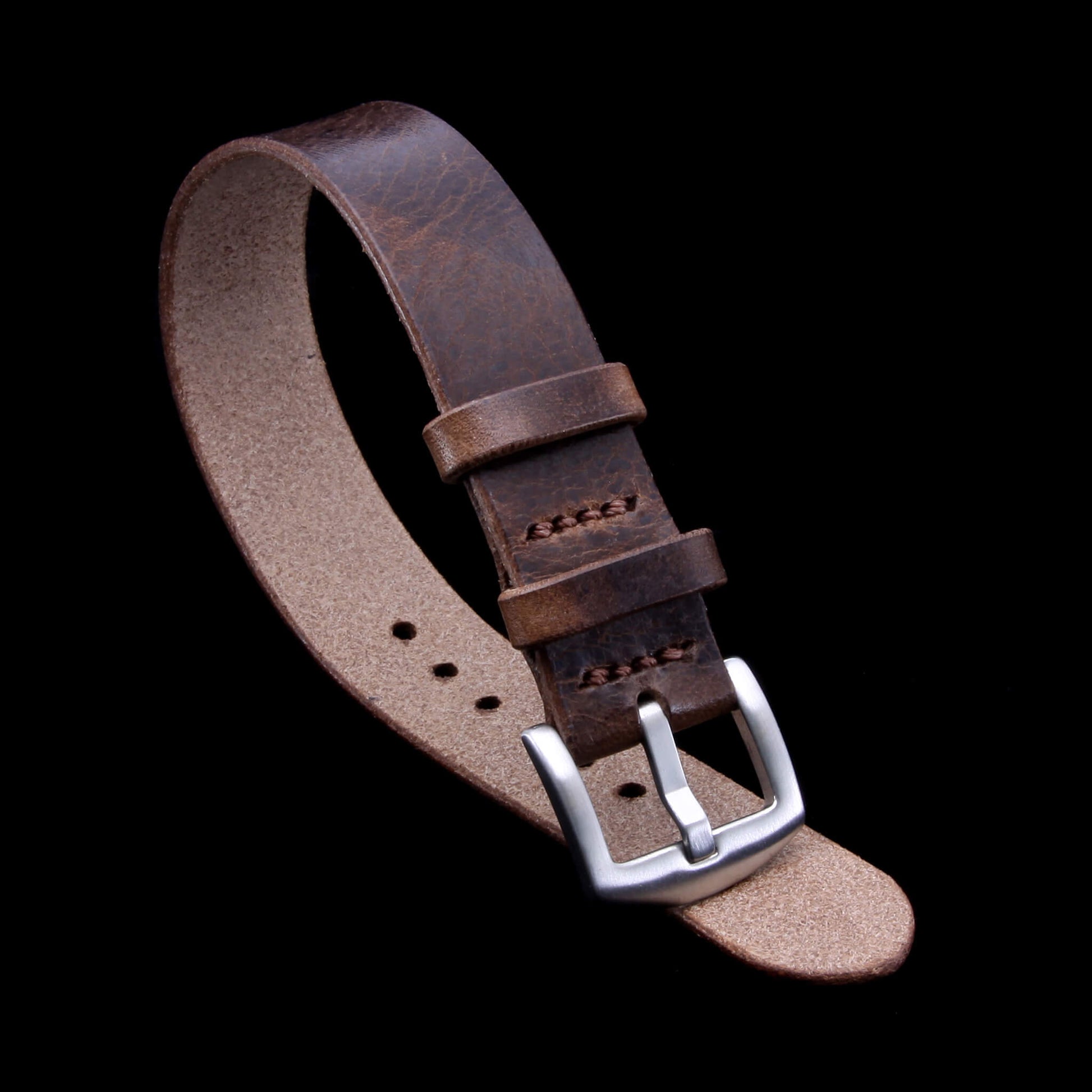 Single Pass Leather Watch Strap, 2-Keeper Military 103 | Full Grain Italian Vegetable-Tanned Leather | Cozy Handmade