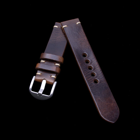 Leather Watch Strap, Military 103 | Minimalist Strap | Full Grain Italian Veg-Tanned | Cozy Handmade