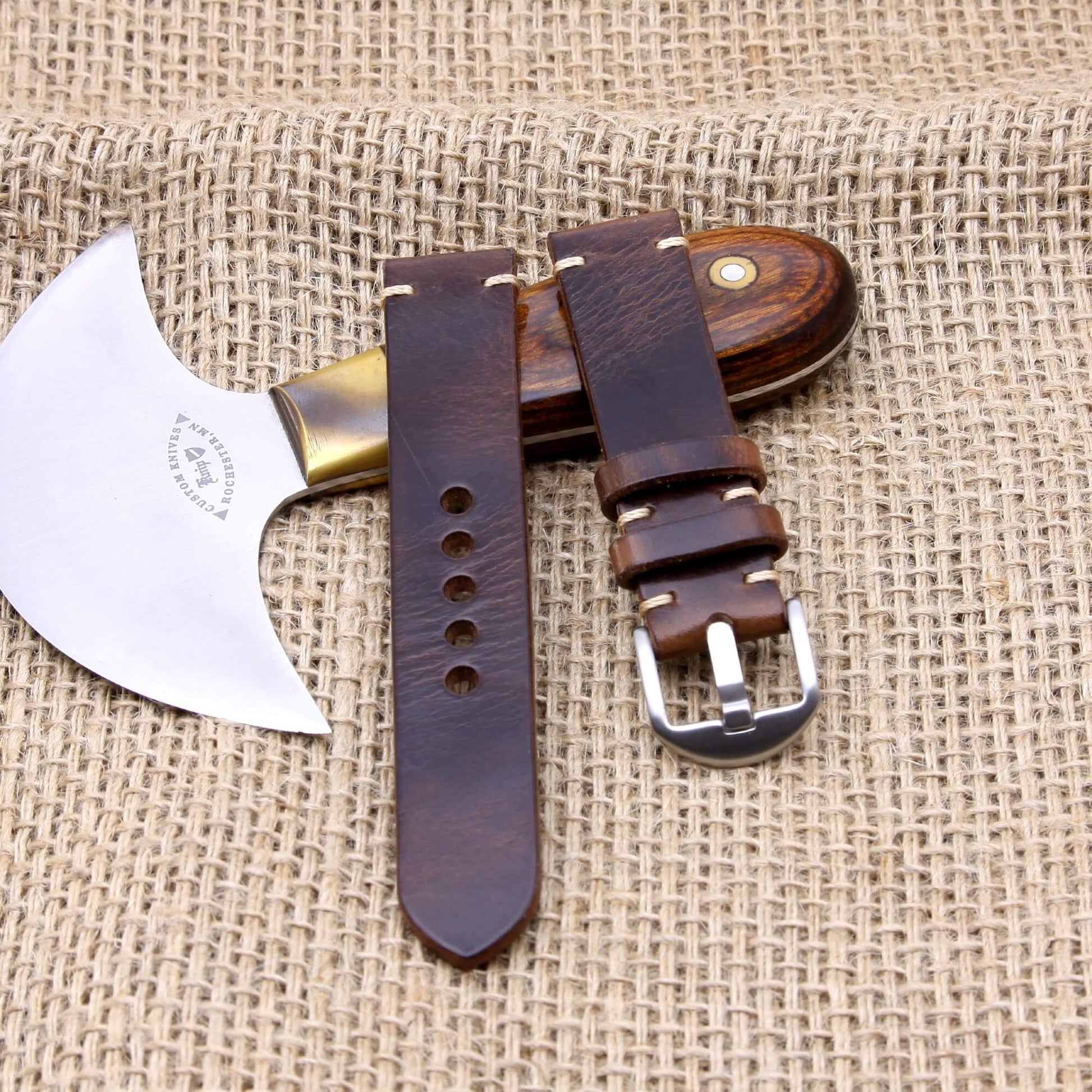 Leather Watch Strap, Military 103 | Minimalist Strap | Italian Veg-Tanned | Cozy Handmade